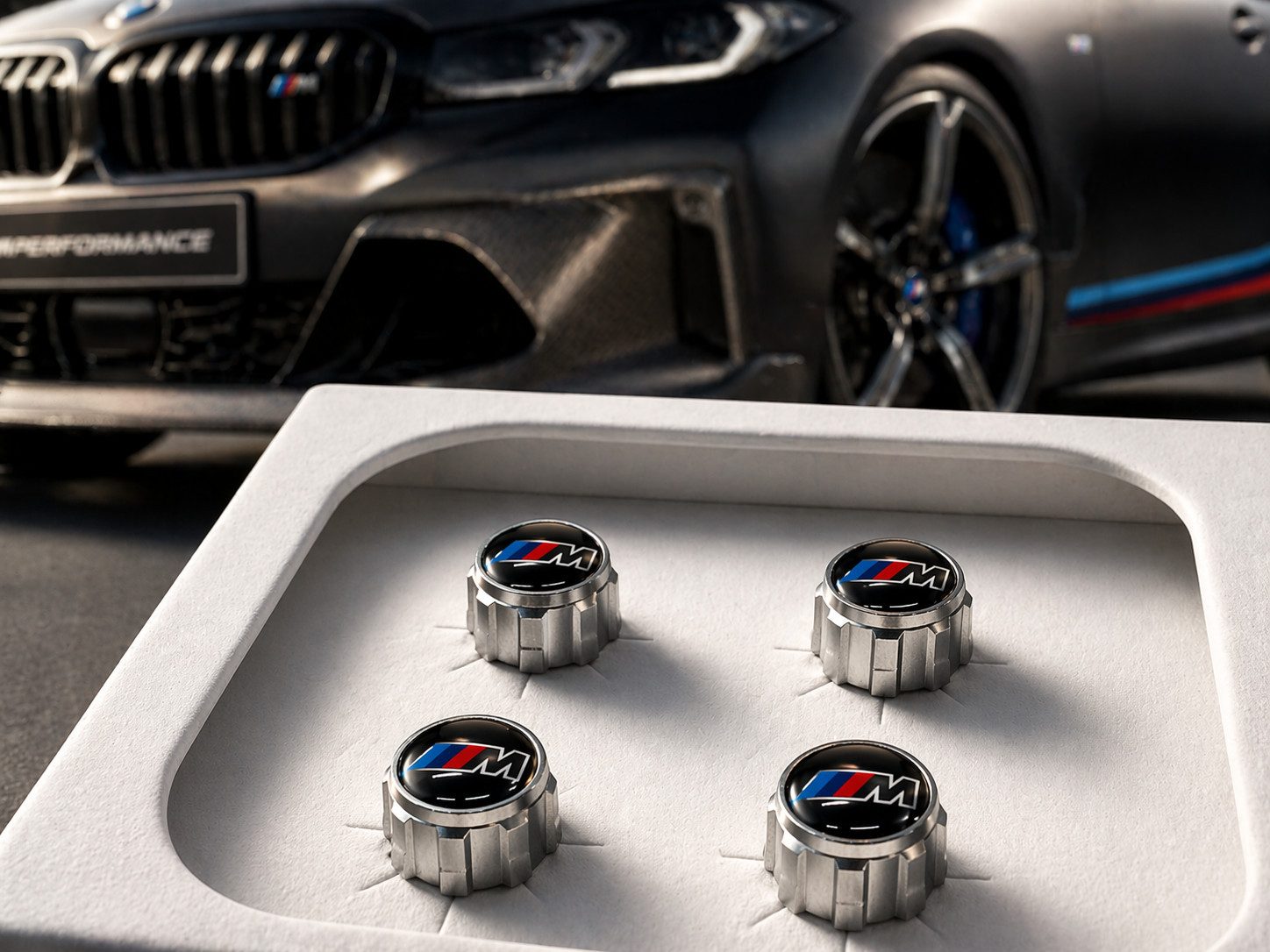BMW Ventilkappe BMW M Performance Reifenventilkappen Ventilkappen Satz 4 Teilig UPDATE, (1-St)