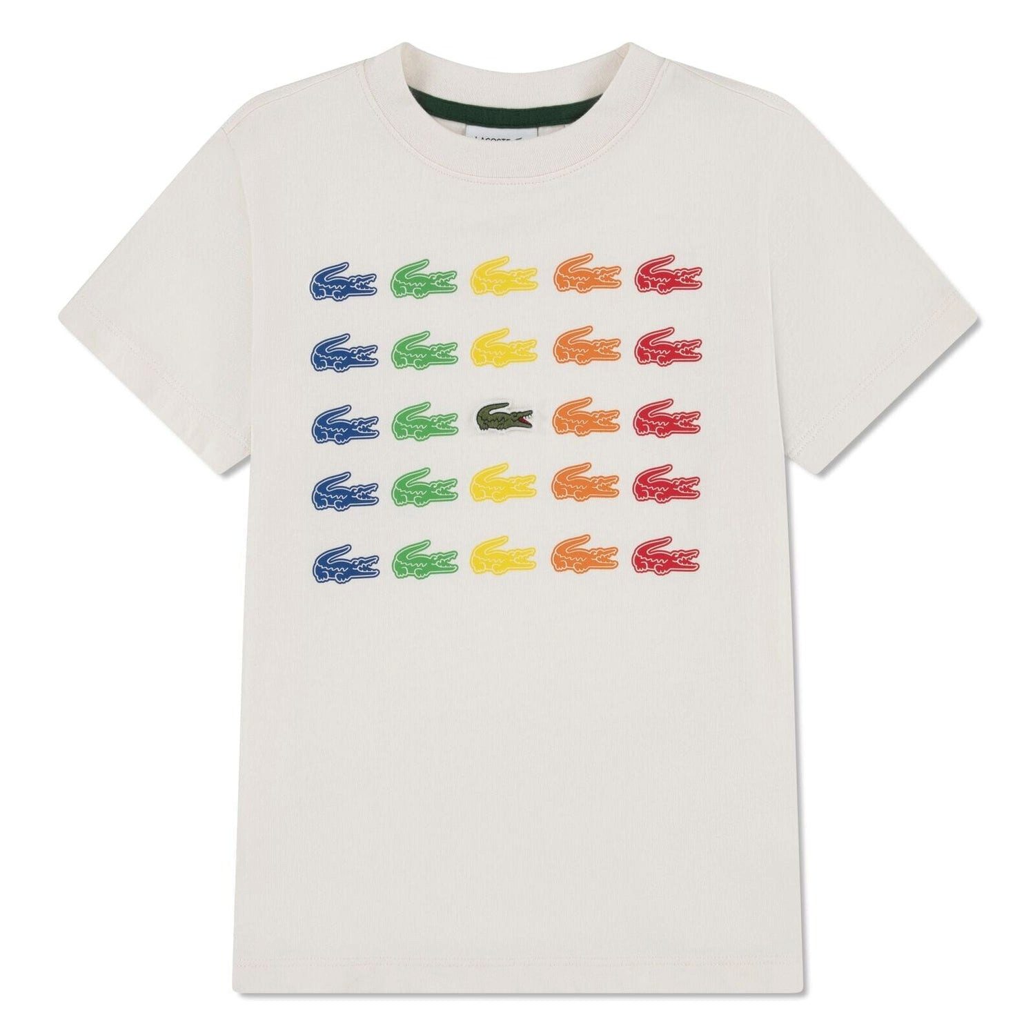 Lacoste T-Shirt LACOSTE Kids T-Shirt „Multi Croc Grid“ – Cream