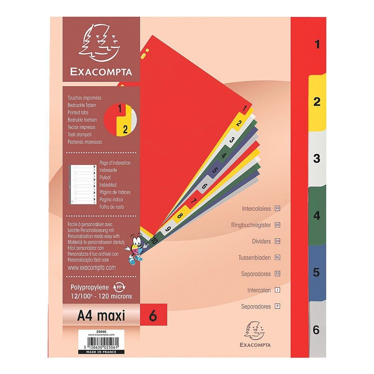 EXACOMPTA Aktenordner, Register 1-6, DIN A4 Maxi, Kunststoff