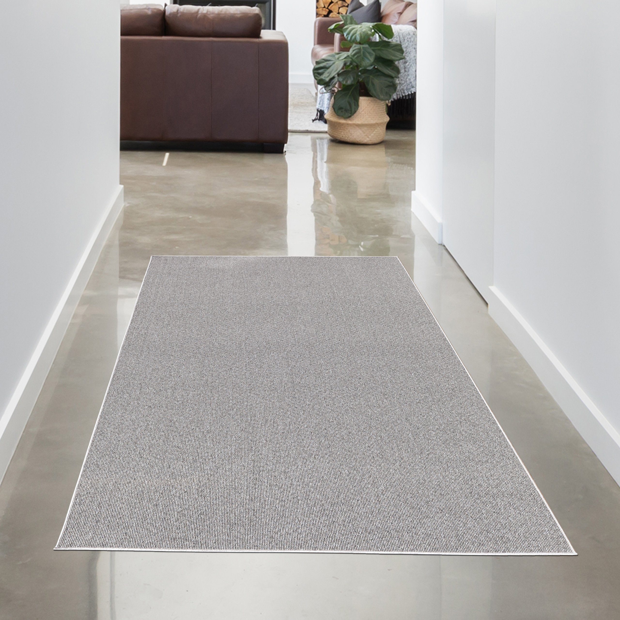 Teppich Teppich flach-gewebt für Eingang & Diele • einfarbig in grau, Carpetia, rechteckig