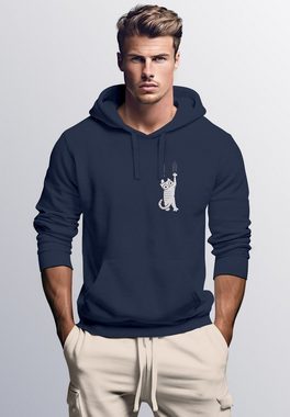 Neverless Hoodie Hoodie Herren Aufdruck Katze Cat Logo lustig Kapuzen-Pullover Männer F