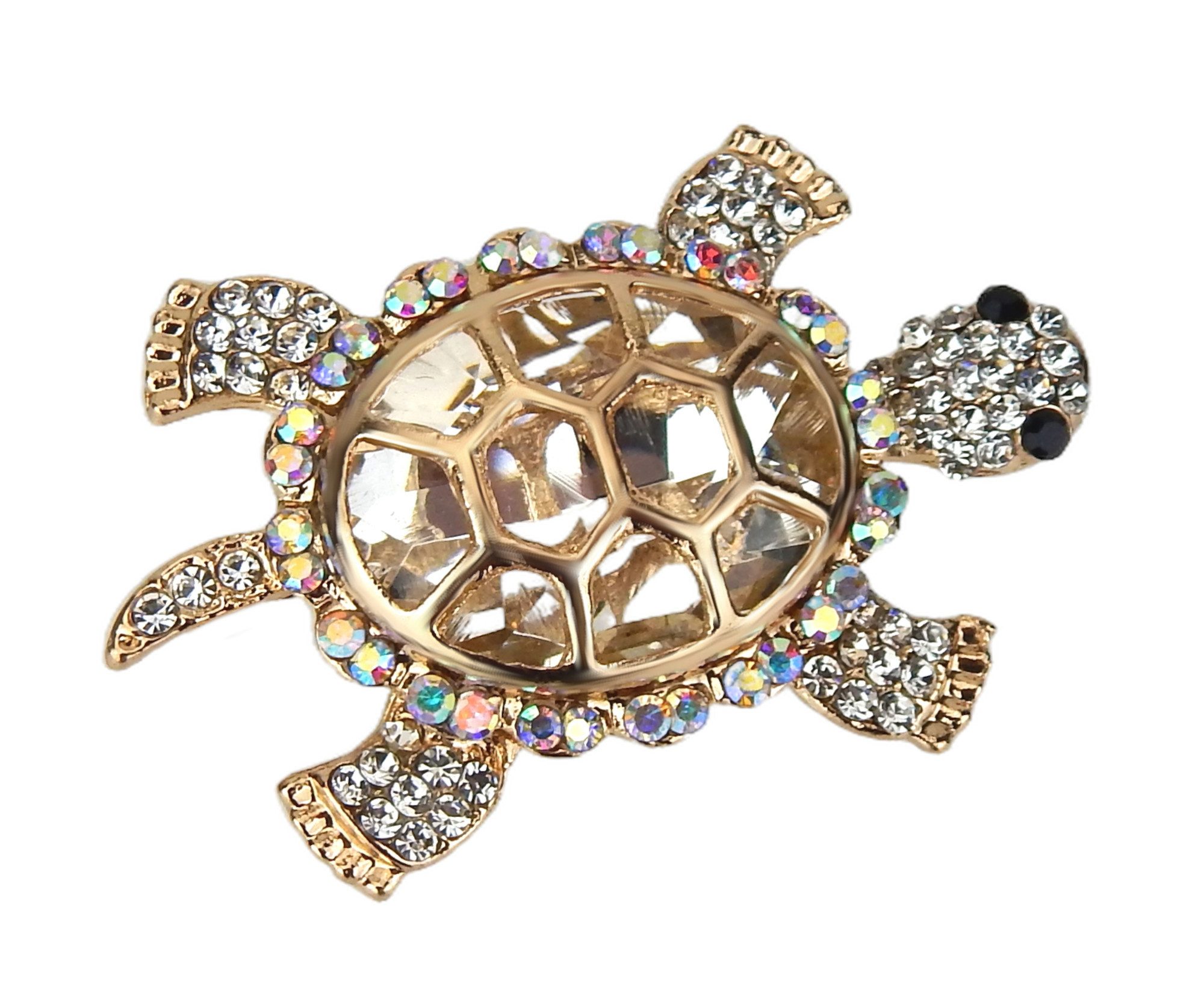Ella Jonte Brosche, Schildkröte Strass Ziernadel in 3 Farben gold grün rosa günstig online kaufen