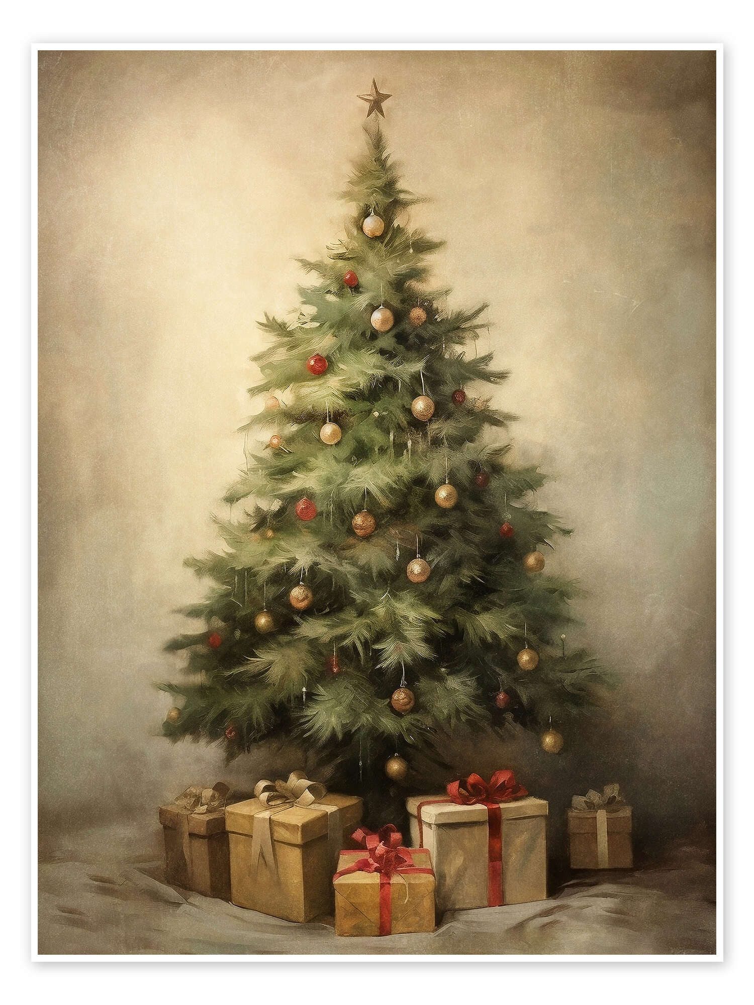 Posterlounge Wandbild Weihnachtsbaum mit Geschenken, Olga Telnova, erhältlich als Poster, Leinwandbild, Wandsticker oder Acrylglasbild