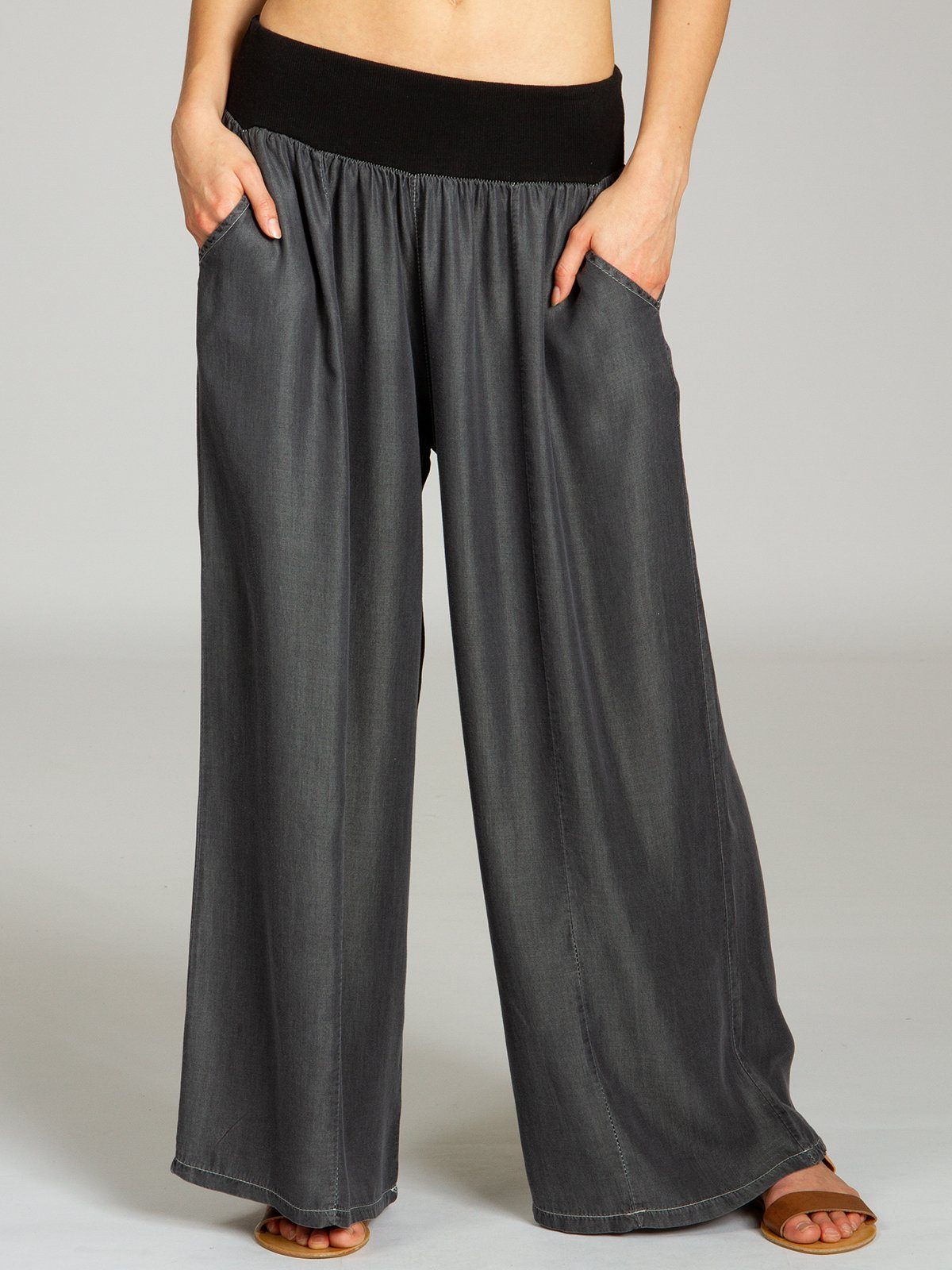 Caspar Stoffhose KHS046 lässig leichte Damen Sommer Culotte Hose mit Jeansoptik
