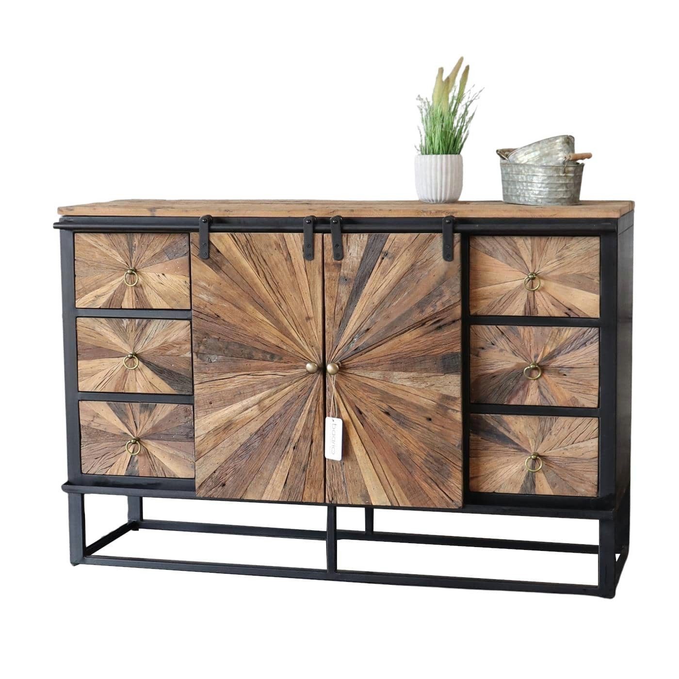 baario Sideboard Anrichte MERID Altholz, massiv recycelt Treibholz Industrial Design