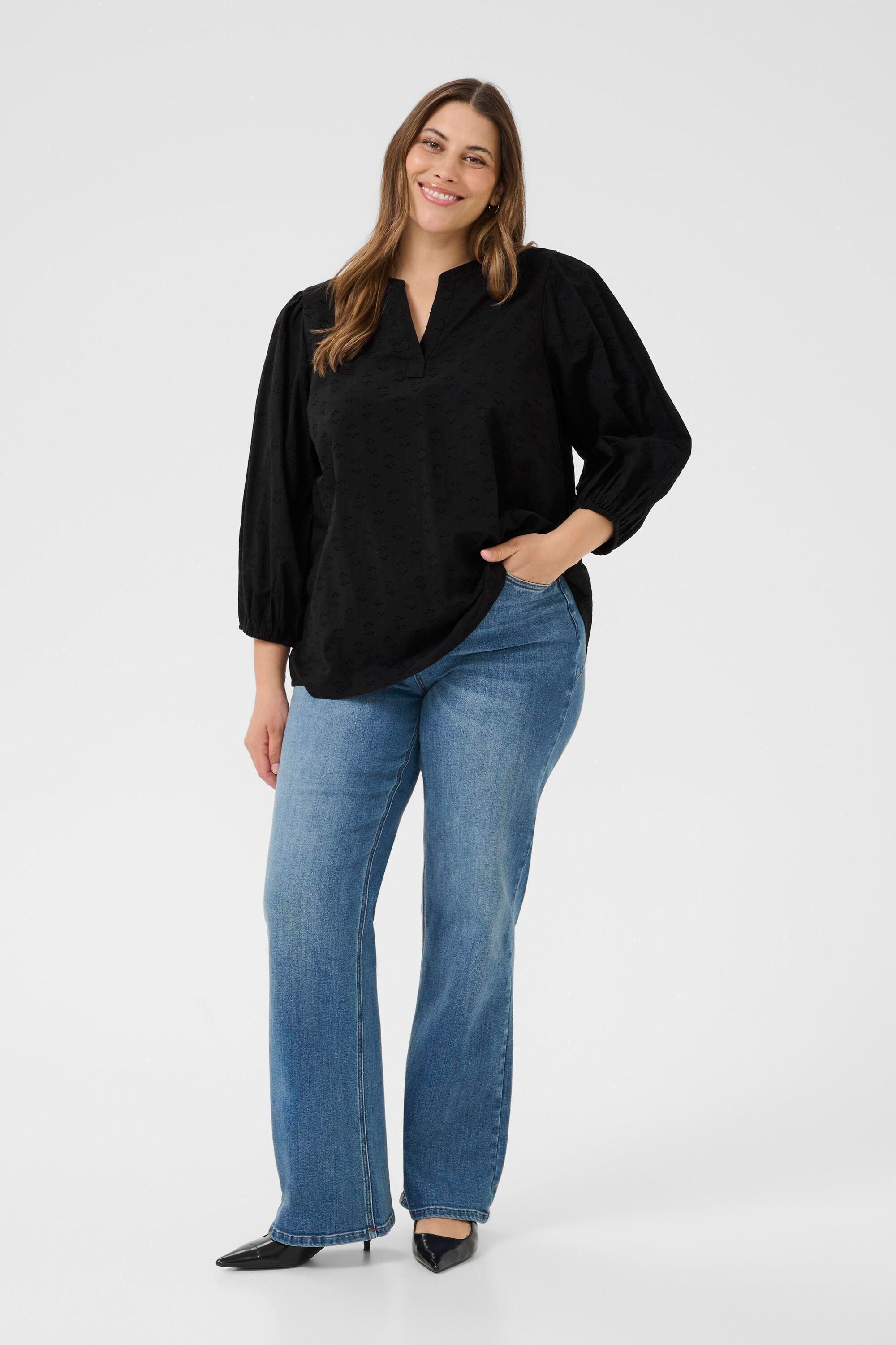 KAFFE Curve Langarmbluse Langarm-Bluse KCloulou Große günstig online kaufen