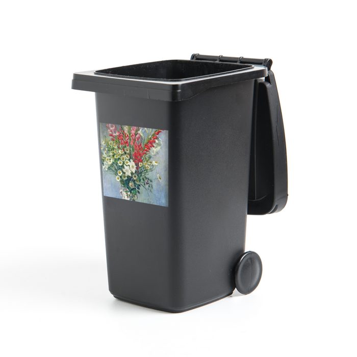 MuchoWow Wandsticker Blumenstrauß aus Gladiolen Gänseblümchen und Lilien - Gemälde von (1 St) Mülleimer-aufkleber Mülltonne Sticker Container Abfalbehälter