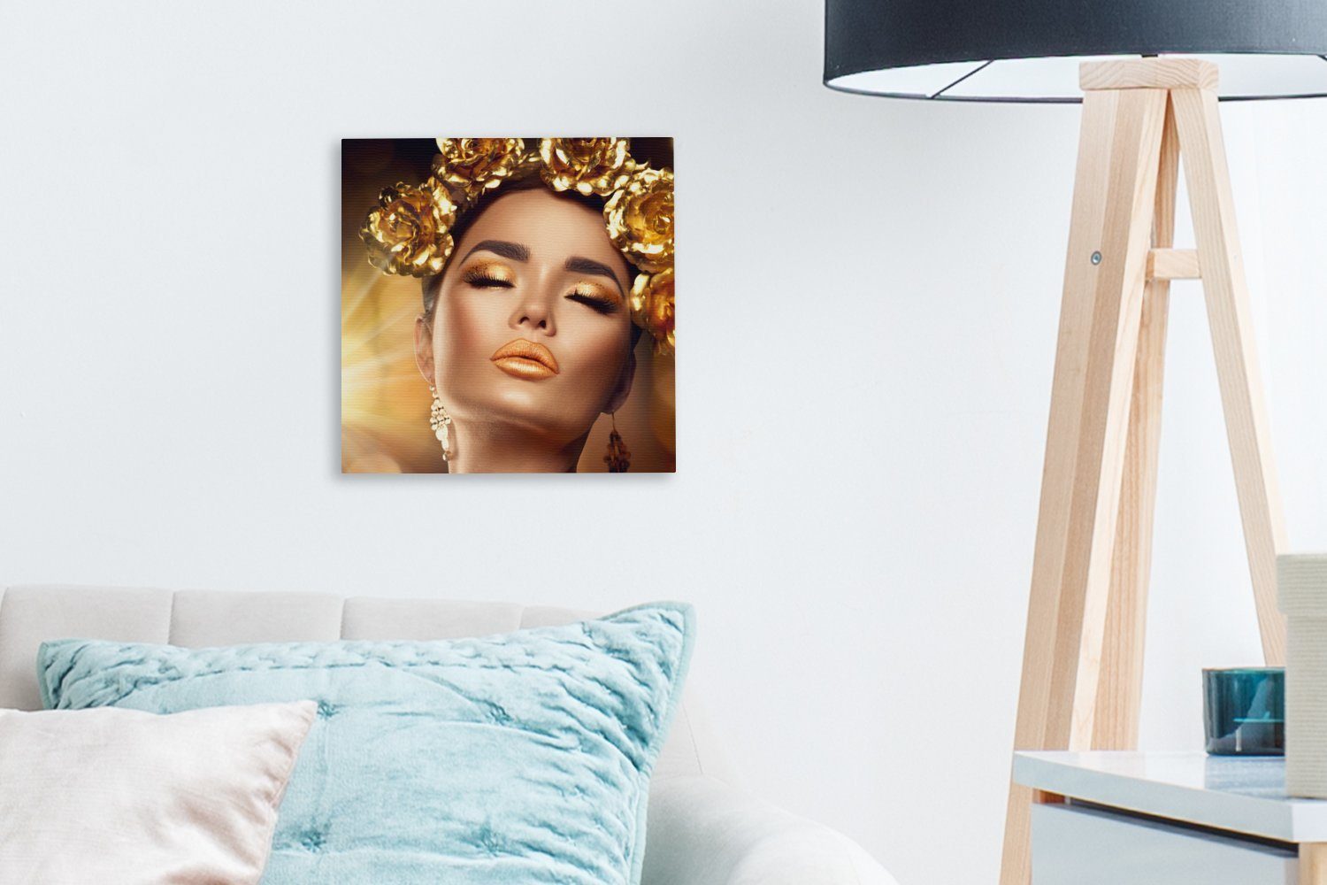 - Schlafzimmer - für Leinwand Rosen Gold, OneMillionCanvasses® Bilder Frau (1 Leinwandbild Wohnzimmer St),