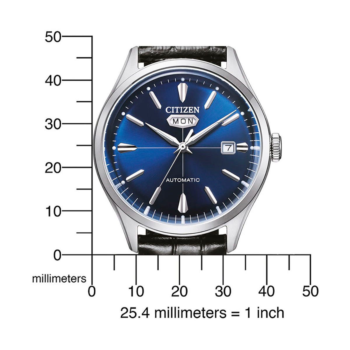 Citizen Automatikuhr Crystal Seven NH8390-20LC, Armbanduhr, Mechanische Uhr, Herrenuhr, Datum, Lederarmband