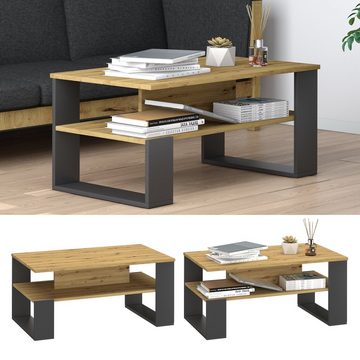 Vicco Couchtisch Sofatisch Beistelltisch mit Ablage NEMO Anthrazit/Artisan