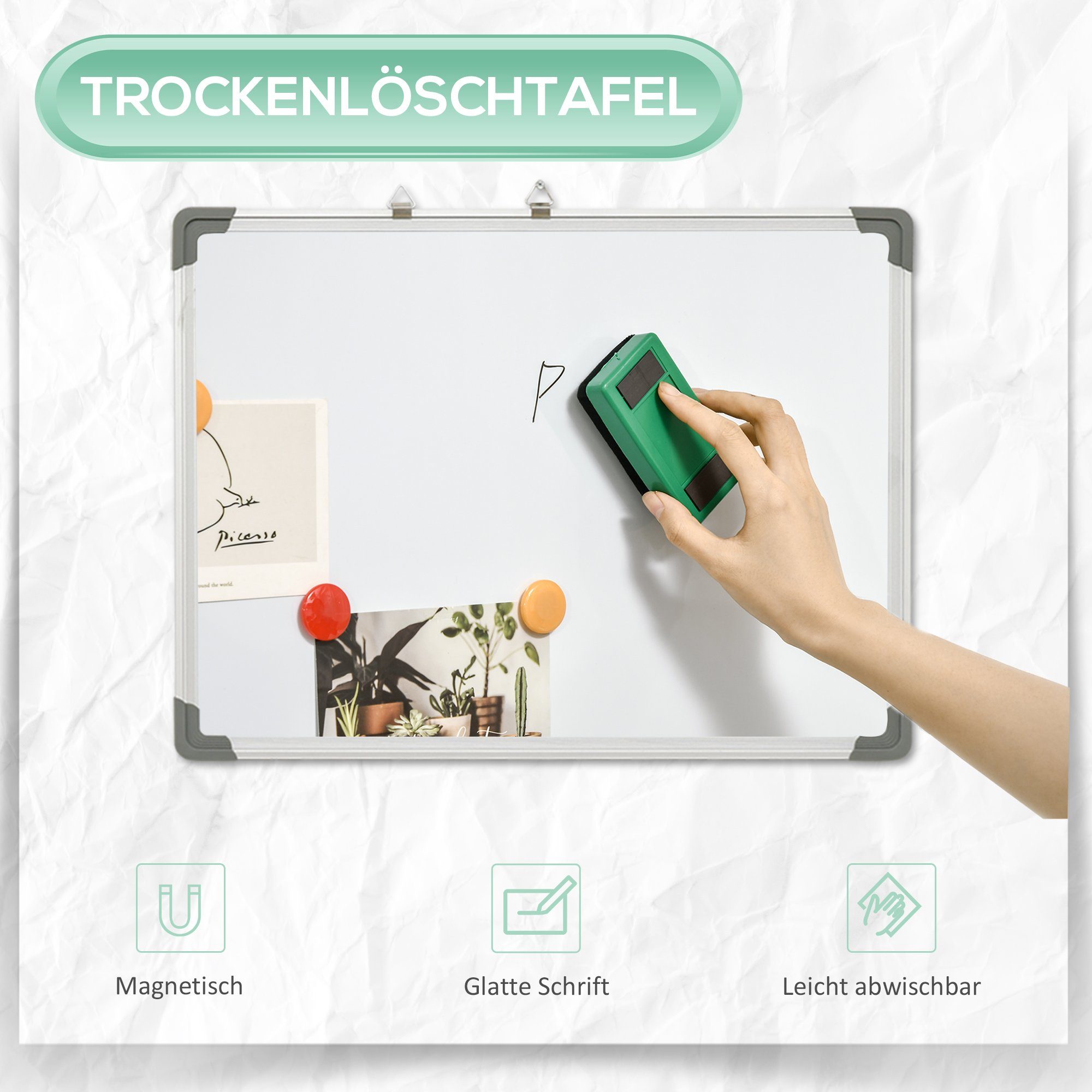 2 Stück Edelstahl-Magnettafeln – 45x30 Cm, Trocken Abwischbar Mit Montagematerial