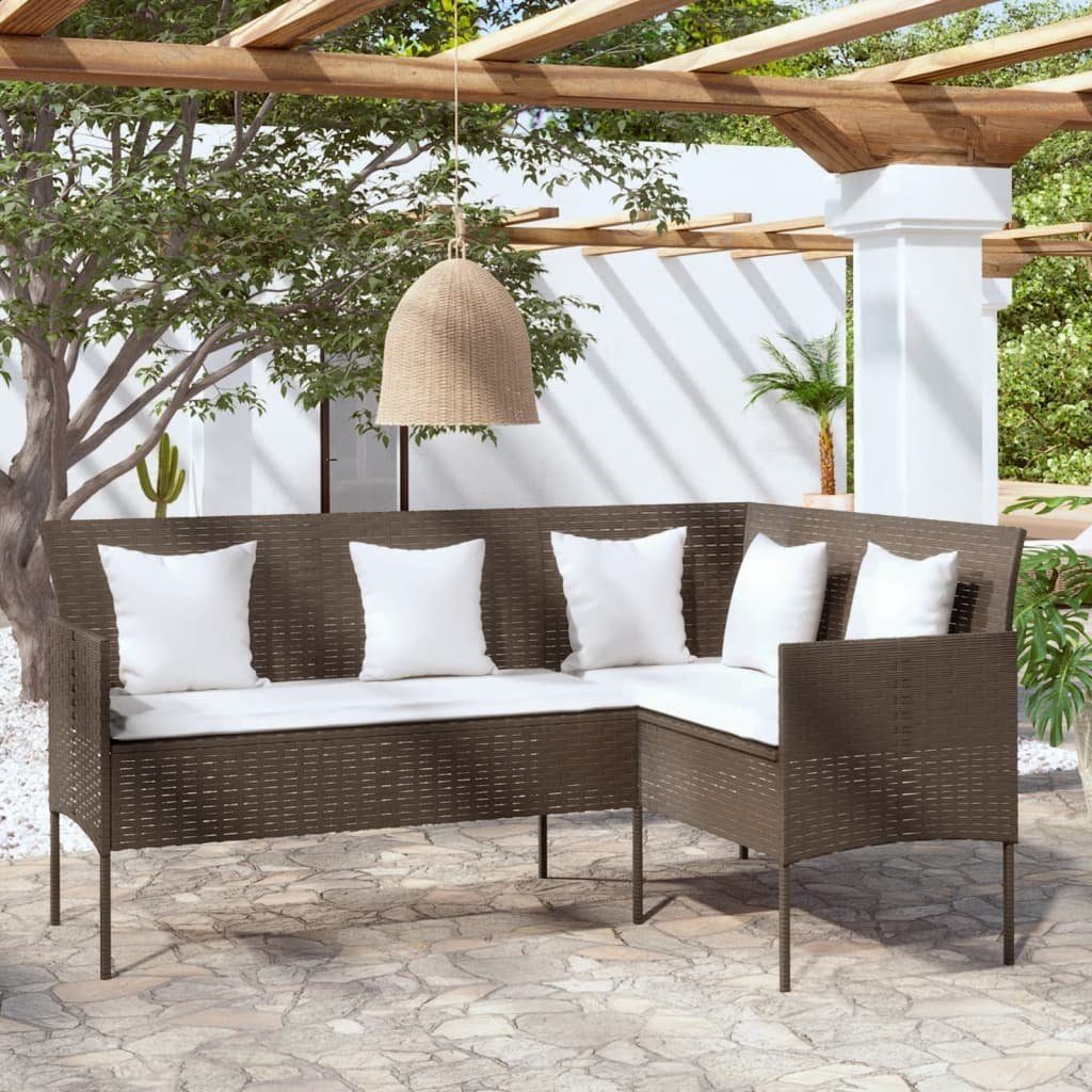 Poly Teile Loungesofa L-Form Rattan in mit Braun, Kissen vidaXL 1 Sofa