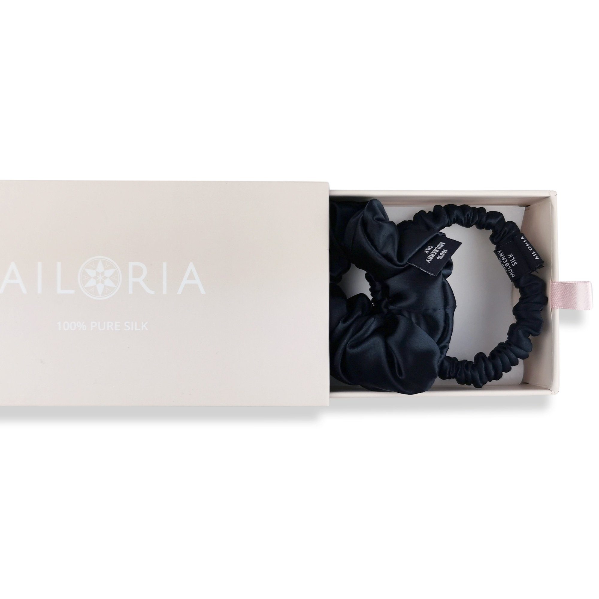 AILORIA Haargummi DOUX Set Scrunchies S und M aus Seide, Luxuriöses Set aus Haargummis (Größe S und M)