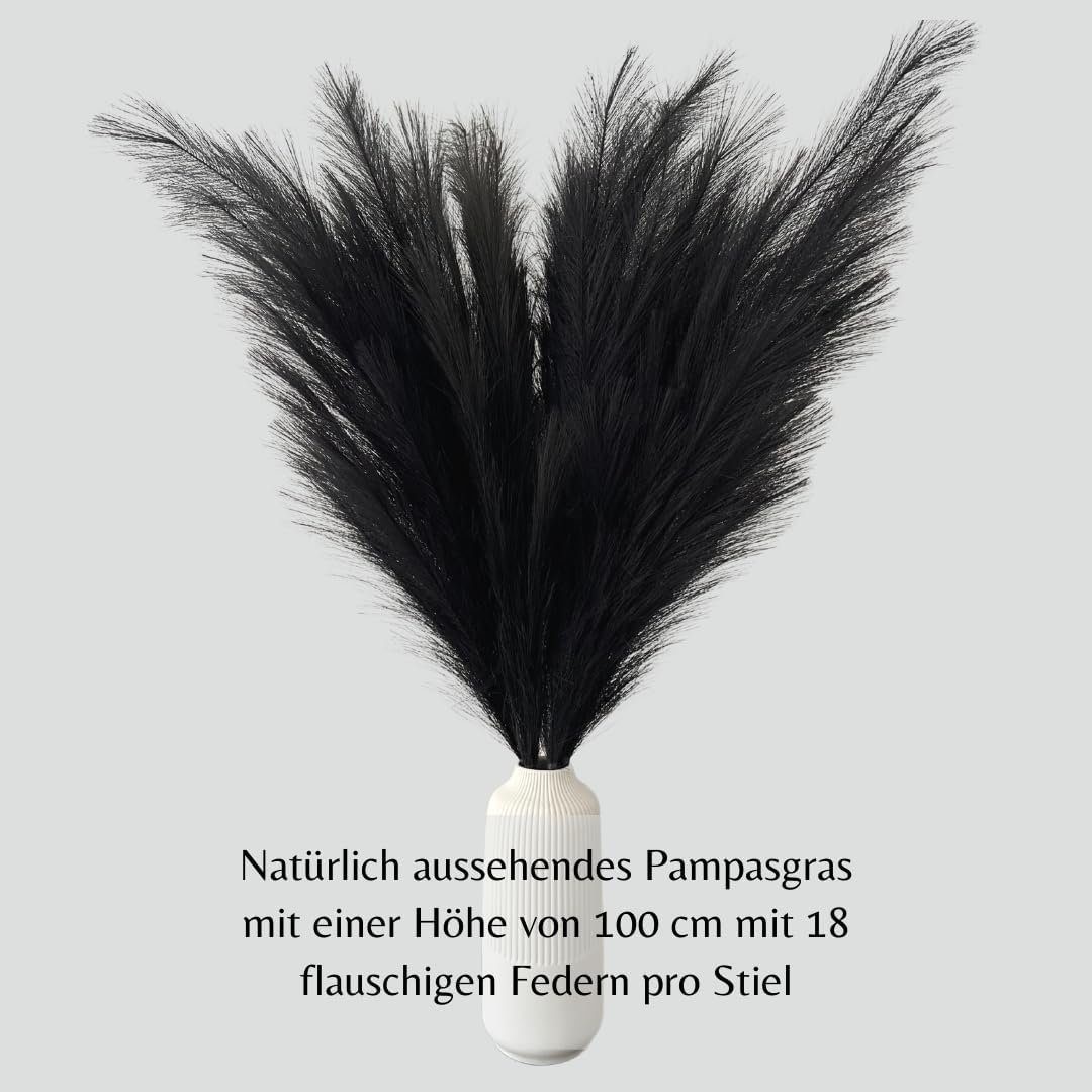 Kunstpflanze LAYBA Künstliches Pampasgras 3er-Set Schwarz 100 cm, Layba – Bild 4 von 5