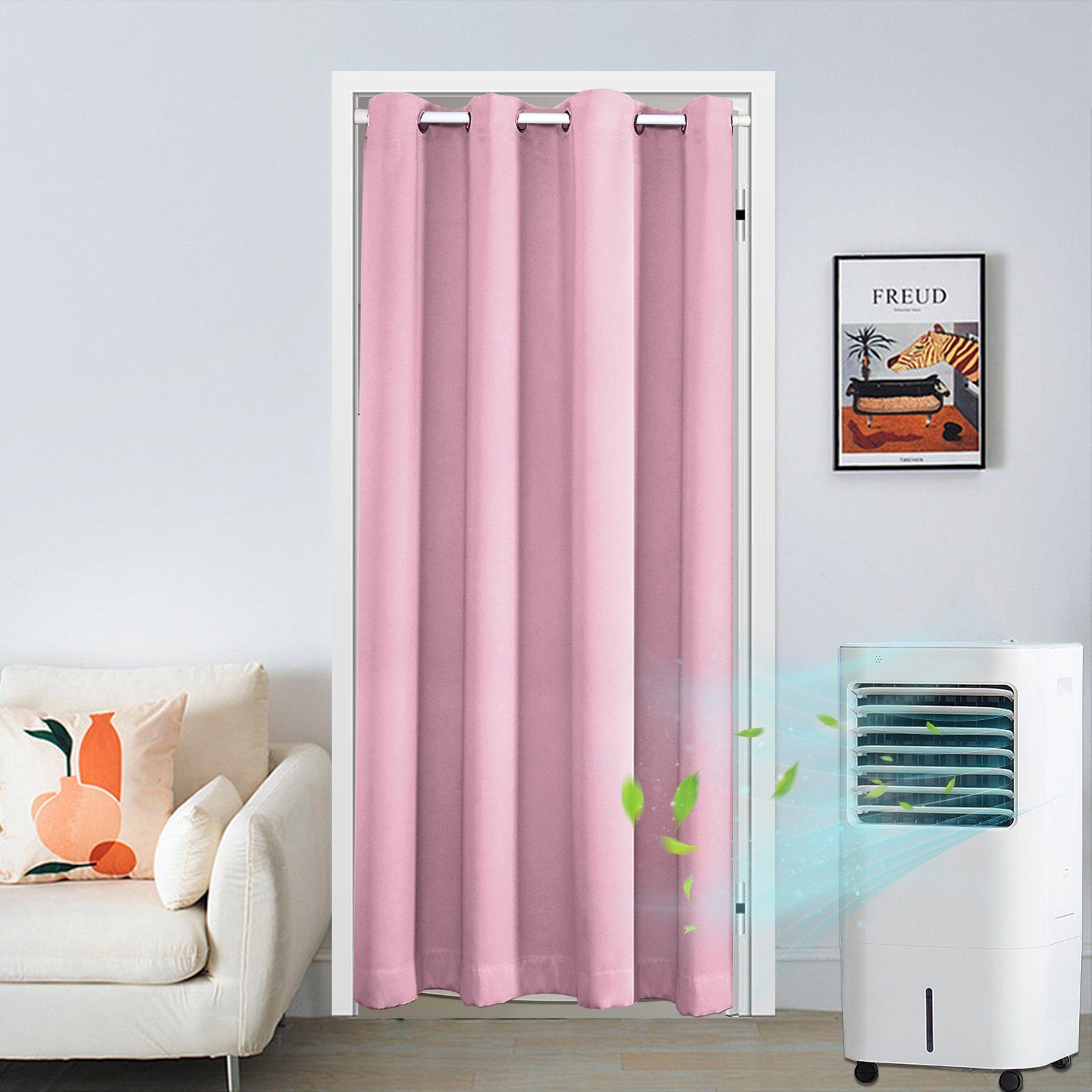 Türvorhang Farben, Blickdicht 3 132x203cm/132x244cmThermovorhang Rosa Größen, Verdunkelungsvorhang BTTO, Vorhang Thermo Gardinen 6 ösen