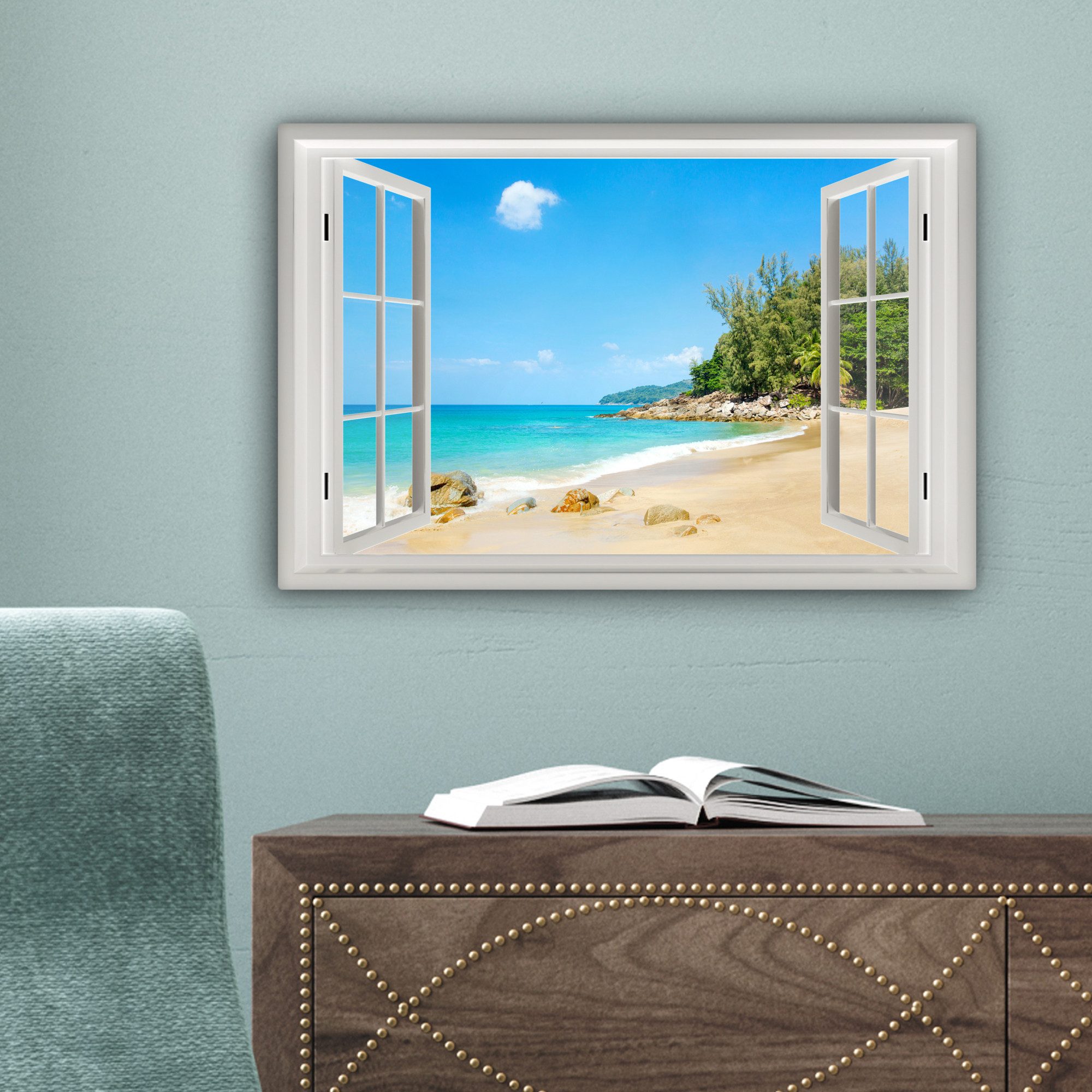 OneMillionCanvasses® Leinwandbild Aussicht - Wasser - Strand, Fotodruck (1 St), Leinwand Bilder Klein, Wand Dekoration Aesthetic 30x20 cm – Bild 5 von 5