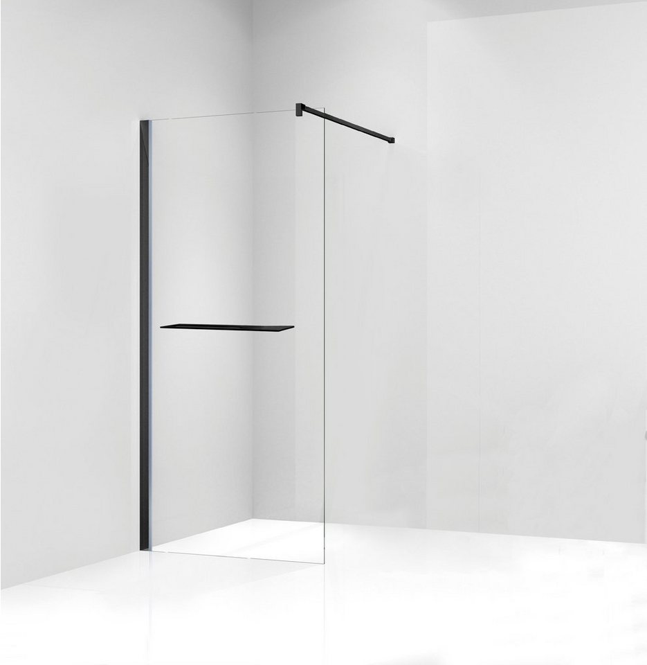 Thumbnail - welltime Walk-in-Dusche Plus, Einscheibensicherheitsglas, Duschwand inkl. Ablage mit Handtuchhalter, mit Aluminium-Wandp...