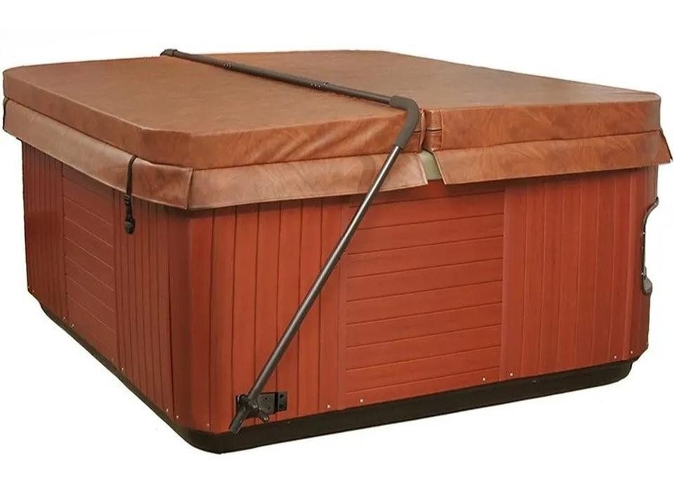 JVmoebel Pool-Abdeckplane Edelstahl Hot Tub Cover Lifter 210x90 cm Braun für Outdoor Spa, Made in Europe