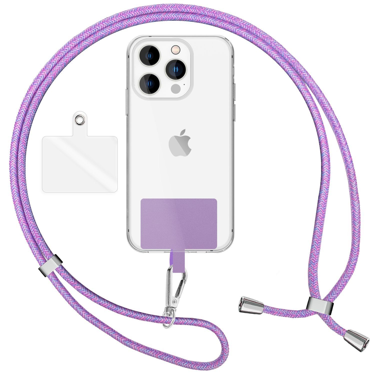 Nalia Handykette Universal Smartphone, Buntes Handy Band zum Umhängen mit Pad / 160 cm Schlüsselband Lanyard