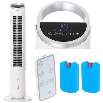 JUNG Ventilatorkombigerät ADLER mobile Klimaanlage ohne Abluftschlauch mit Fernbedienung + Timer, leiser Ventilator mit Wasserkühlung Klimagerät Mobil Lüftkühler
