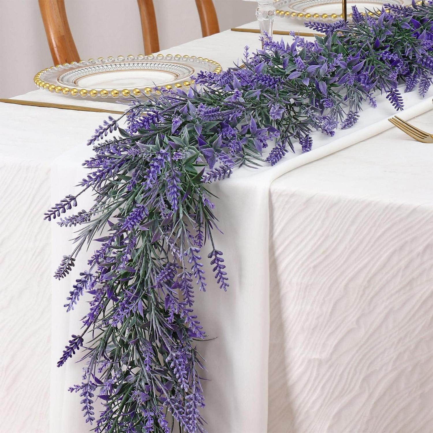 Kunstgirlande Lila Blumengirlande Lavendel Kunstpflanze 1,8m, LuxusKollektion, Höhe 180 cm
