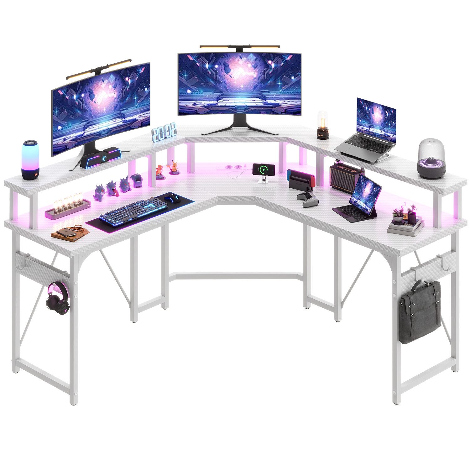 HOMALL Eckschreibtisch Gamingtisch mit LED,Computertisch mit günstig online kaufen