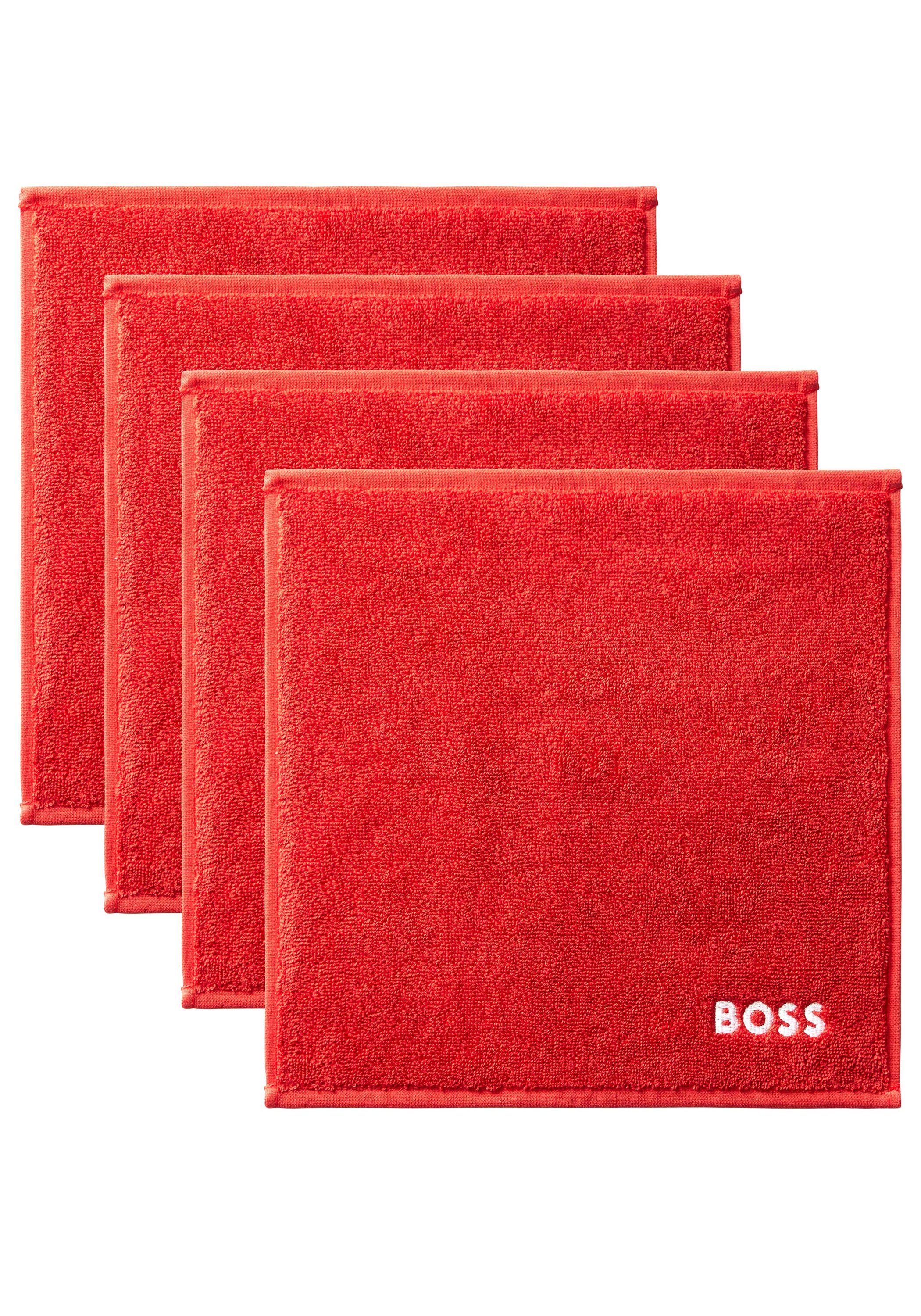 BOSS Home Duschtuch Plain Waschlappen 4er Set, (4-St), mit modernem Design