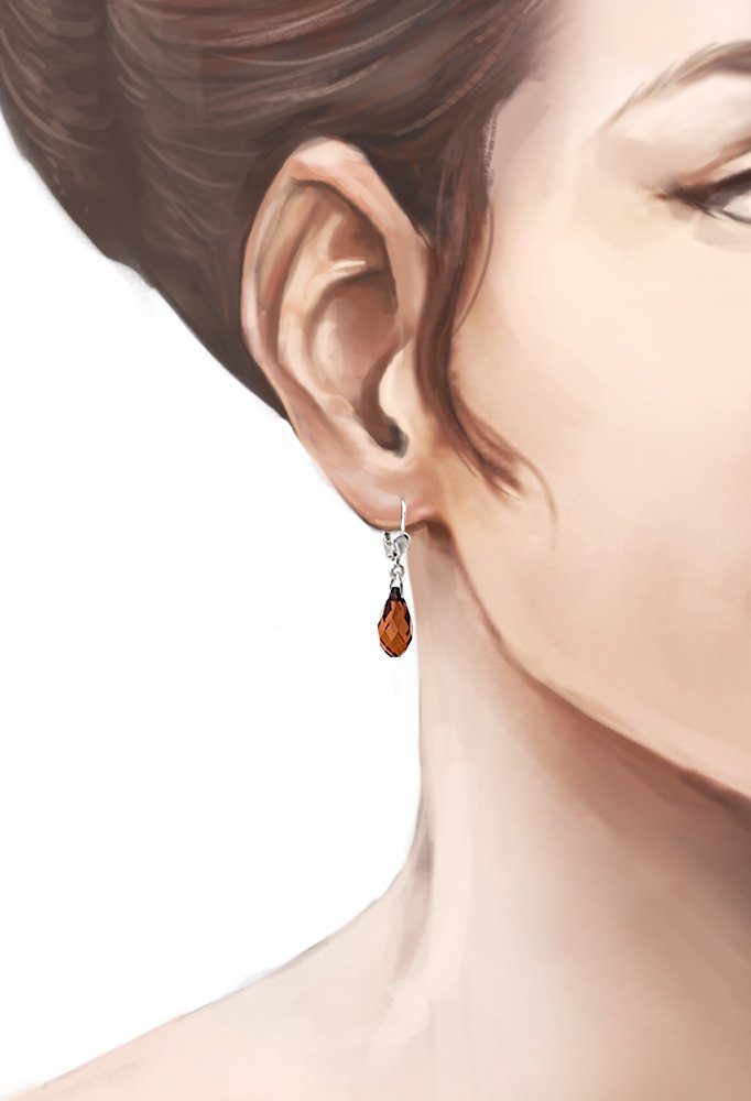 Schöner-SD Paar Ohrhänger Tropfen Kristall Hänger Tropfen hängend 925 Silber mit Markenkristall, Ohrringe für Mädchen und Damen