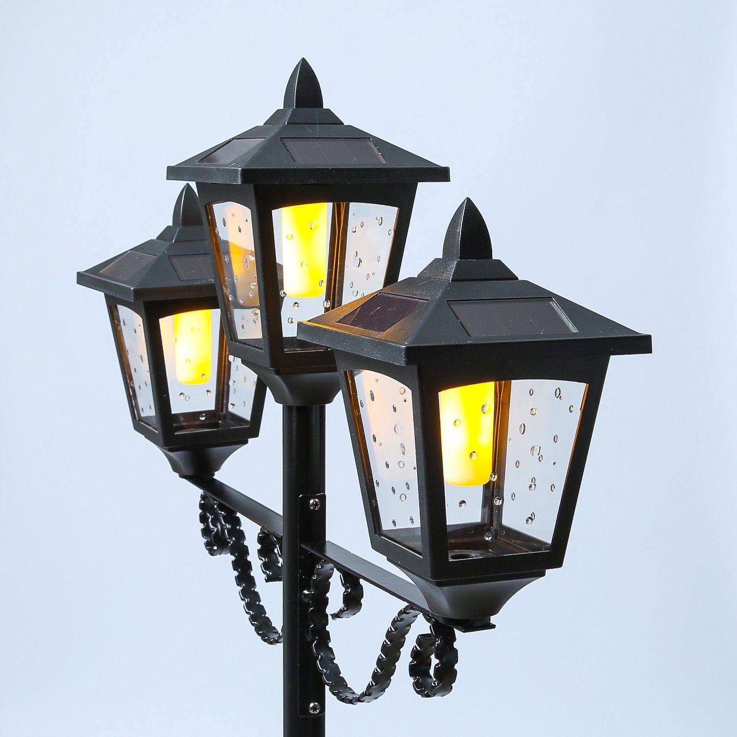 MARELIDA LED Laterne LED LED Terrassenleuchte, Classic, Stehlampe amber Garten 1,95m Solar flackernd Laterne