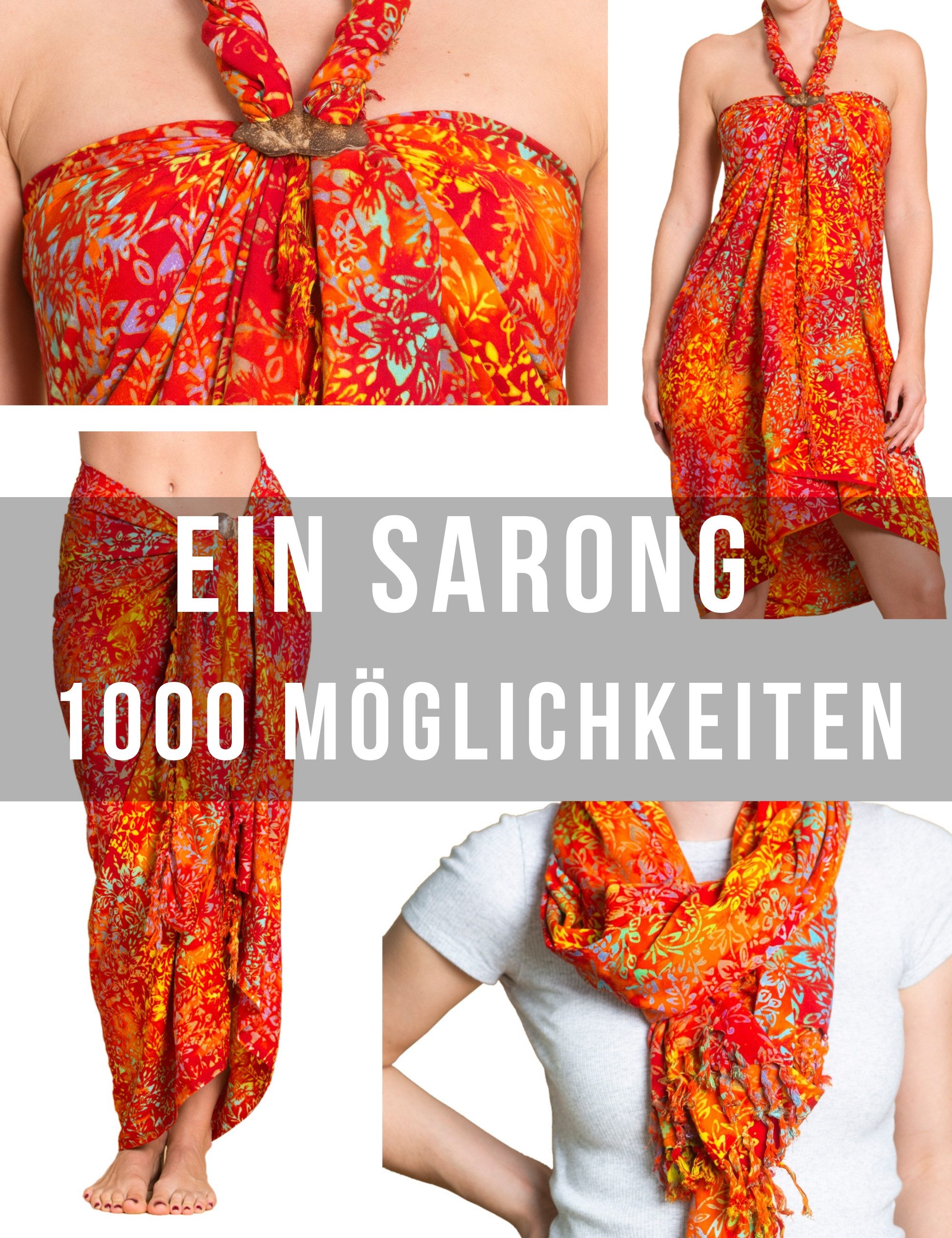 PANASIAM Sarong Pareo Tuch aus Viskose - blickdichtes Unisex Strandtuch & Wickelkleid, Viskose, in Größe L & XL - Wickelrock oder Bikini Cover-up für Damen & Herren