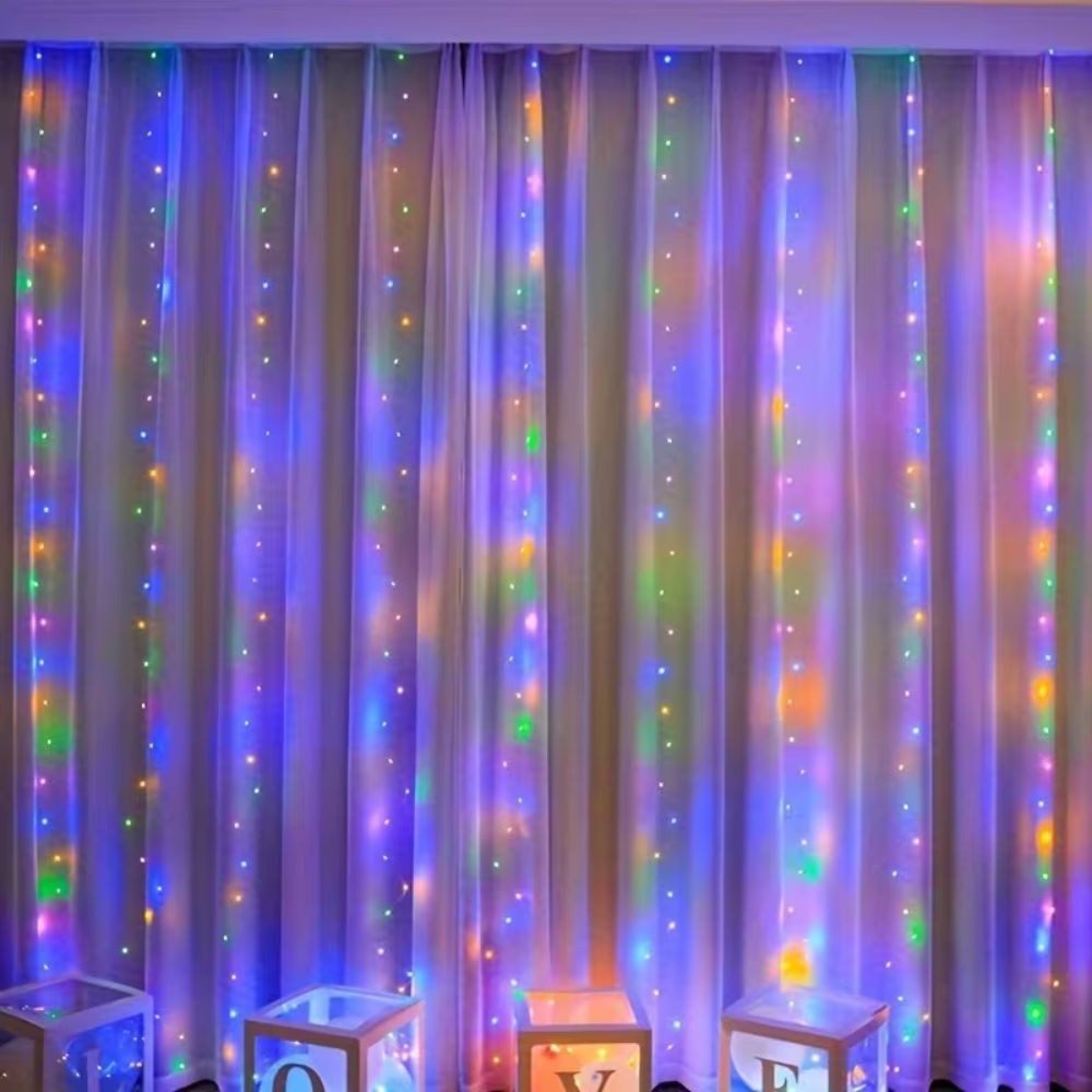 Montegoni LED-Lichterkette 3x3m 300 LED Lichtervorhang Lichternetz Lichterkette mit Fernbedienung, Wasserfeste LED Lichterkette mit 8 Modi und Fernbedienung