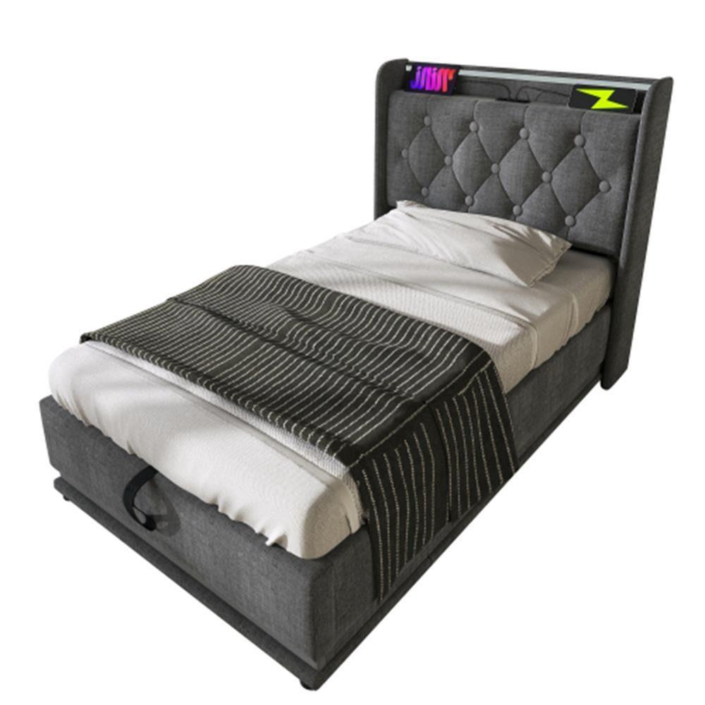 TavilaEcon Boxspringbett mit gepolstertem Kopfteil, 360° LED, USB Typ-C, hy günstig online kaufen