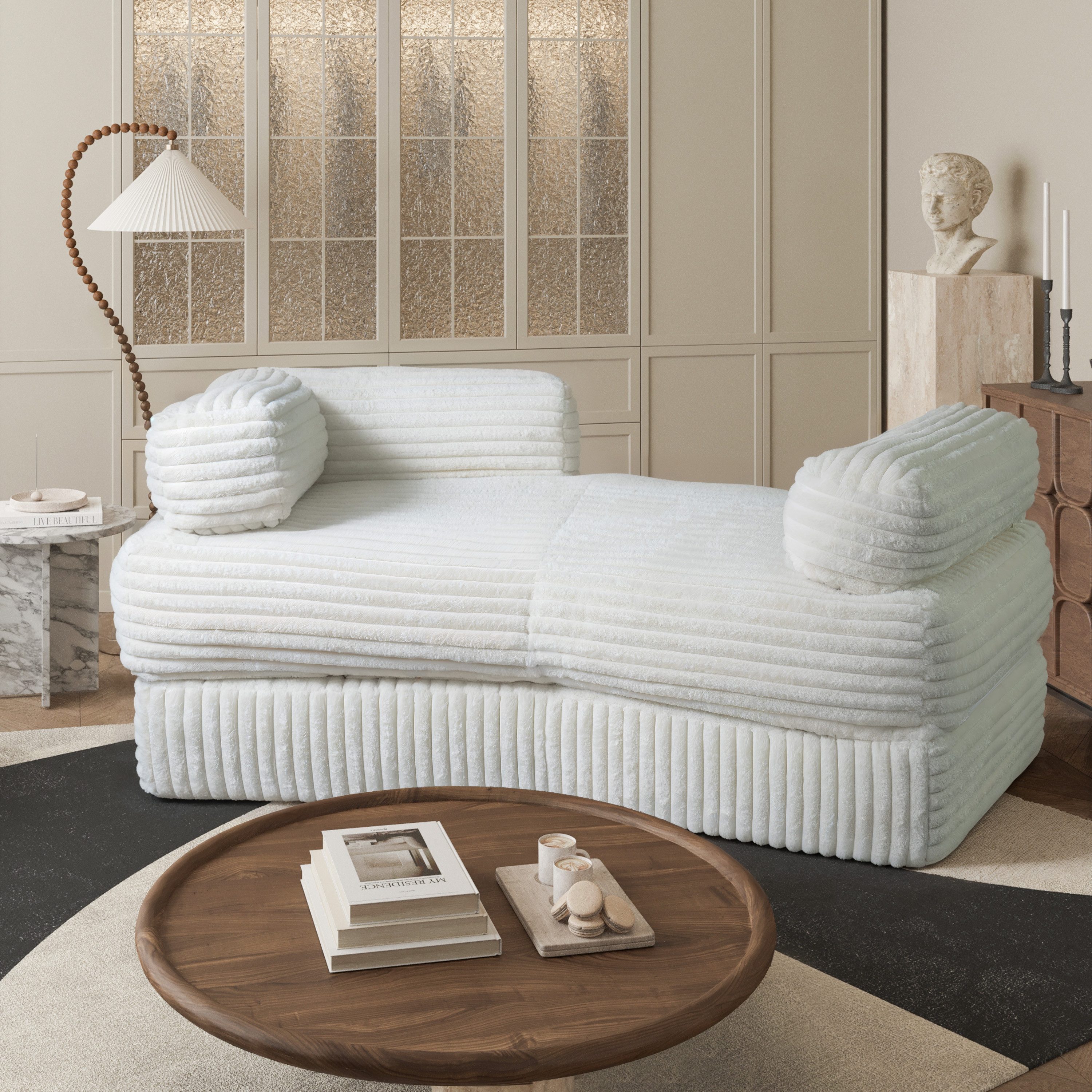 RUCENER Sofa Ecksofa Wohnlandschaft Cord – Großes Schlafsofa mit Schlaffunktion, 1 Teile, Wolkenweicher Cord-Stoff & Gepolstert