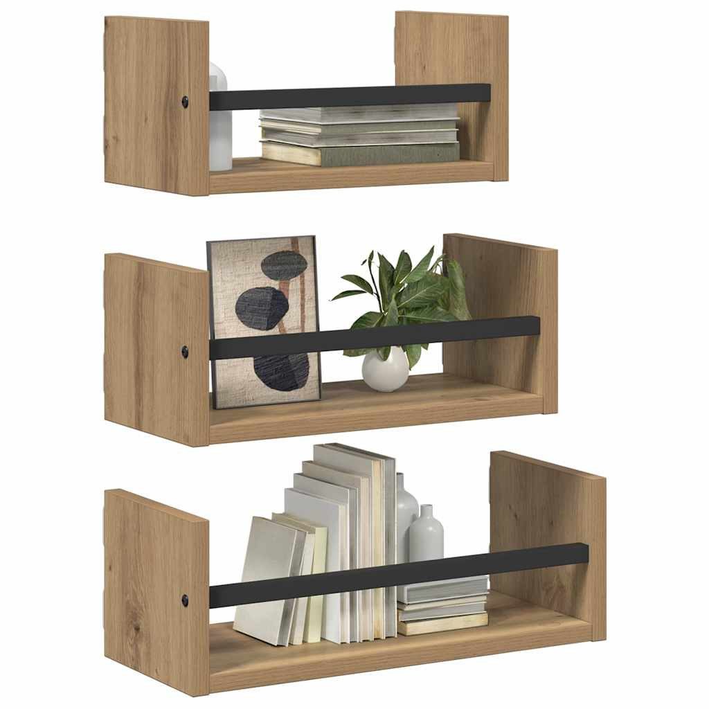 vidaXL Regal Wandregal-Set 3 pcs Artisan-Eiche 40x16x14cm Holzwerkstoff, 3- günstig online kaufen