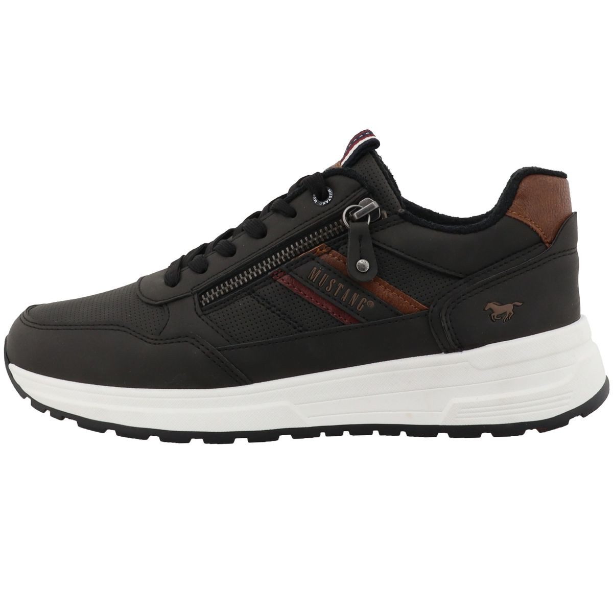 Mustang Shoes 15M0171001-black Sneaker Halbschuh mit praktischem Reißverschluss und Schnürung
