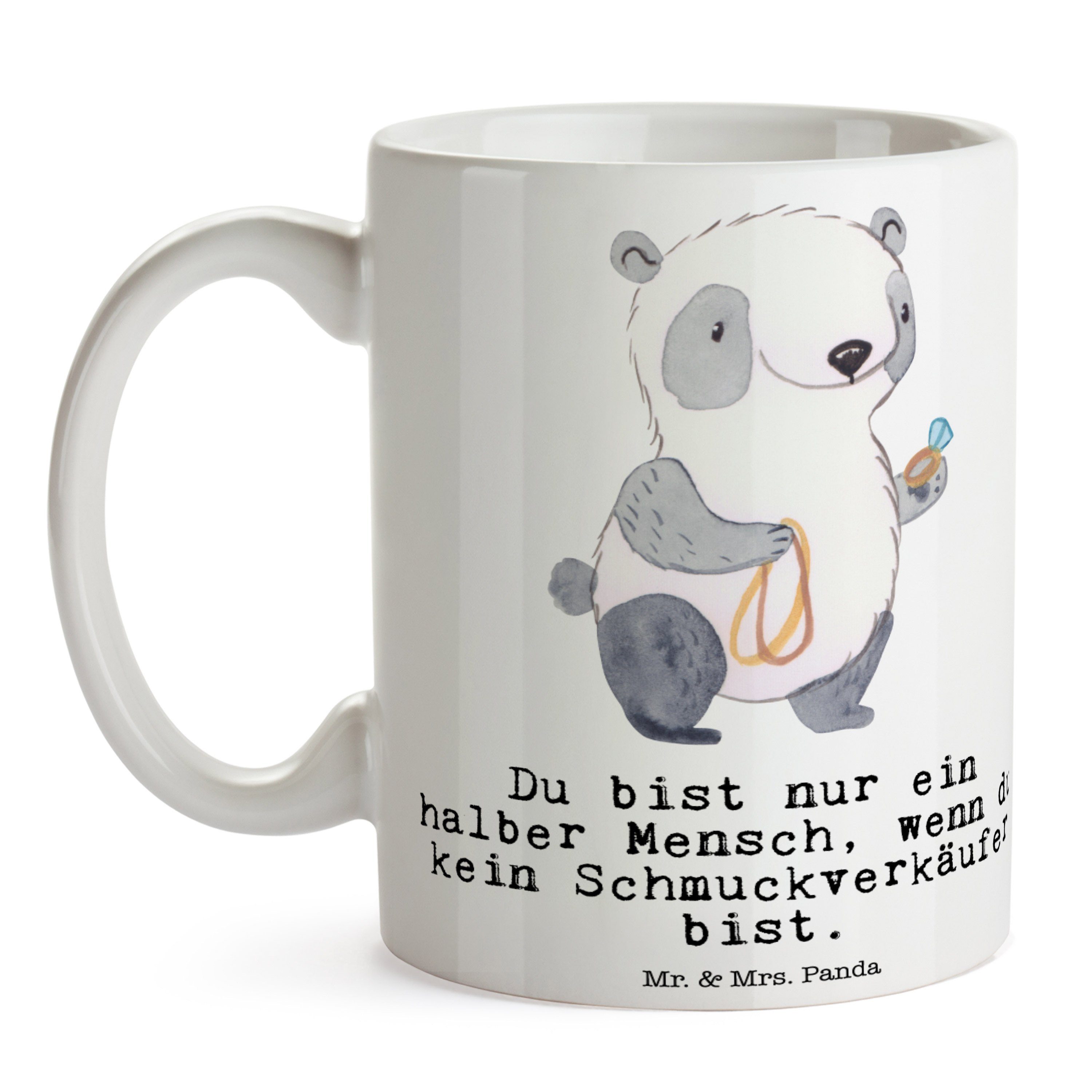 mit Tasse & Schenken, Mr. Mrs. Weiß - Schmuckverkäufer Panda Geschenk, Keramik Herz Firma, Eröffnu, -