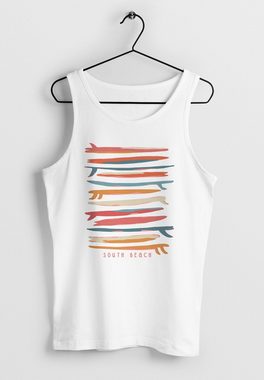 Neverless Tanktop Herren Tank-Top Surfboards South Beach California USA Sommer Surfing M mit Print