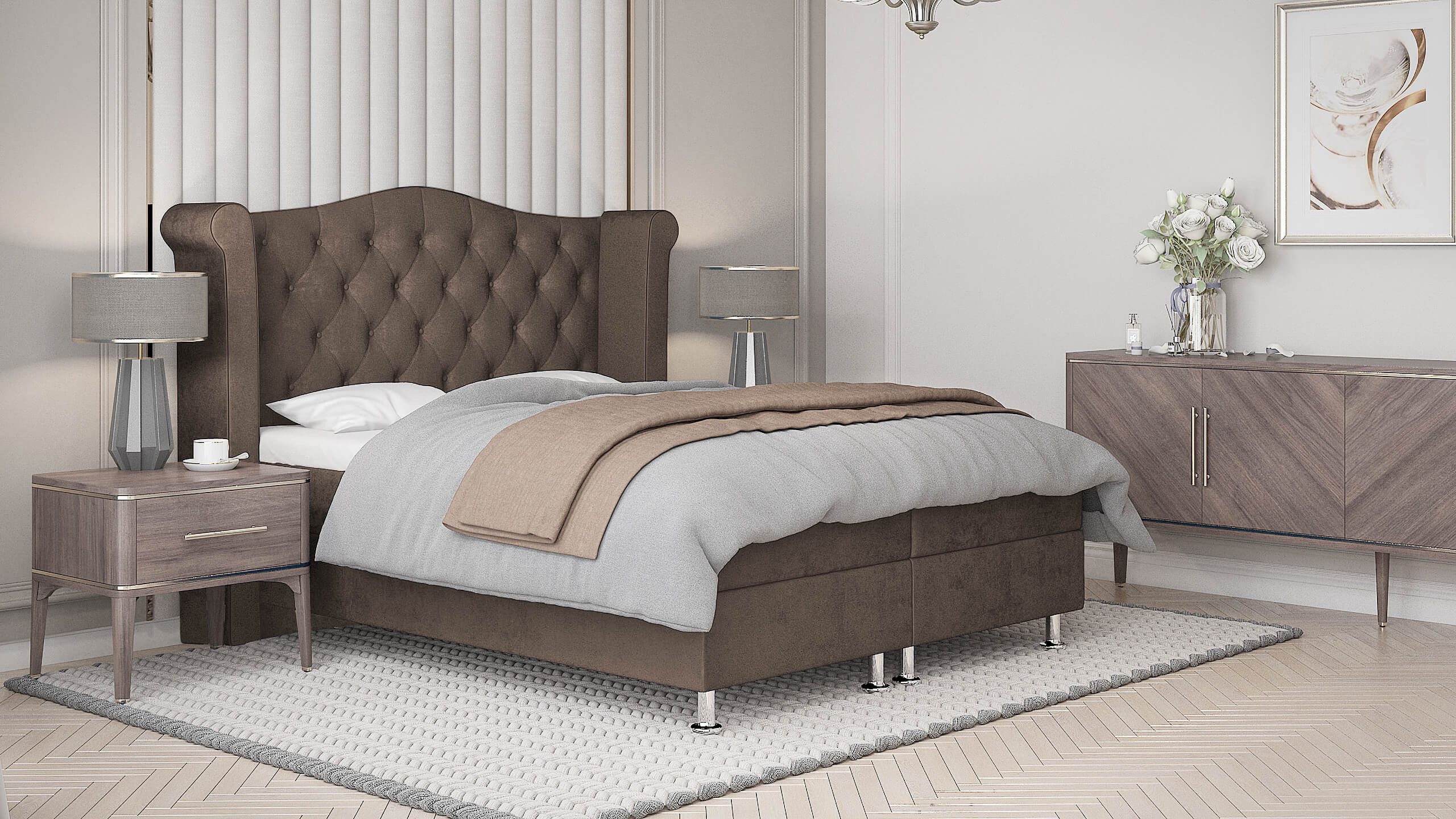 Best for Home Boxspringbett Saturn Boxspring bett Stauraum 7-Zonen H3 inkl. 7 cm Topper (Komplettset, 4-St., Boxspringbett inkl. 7-Zonen-Bonnellfederkernmatratze), Boxspringbett mit Bettkasten