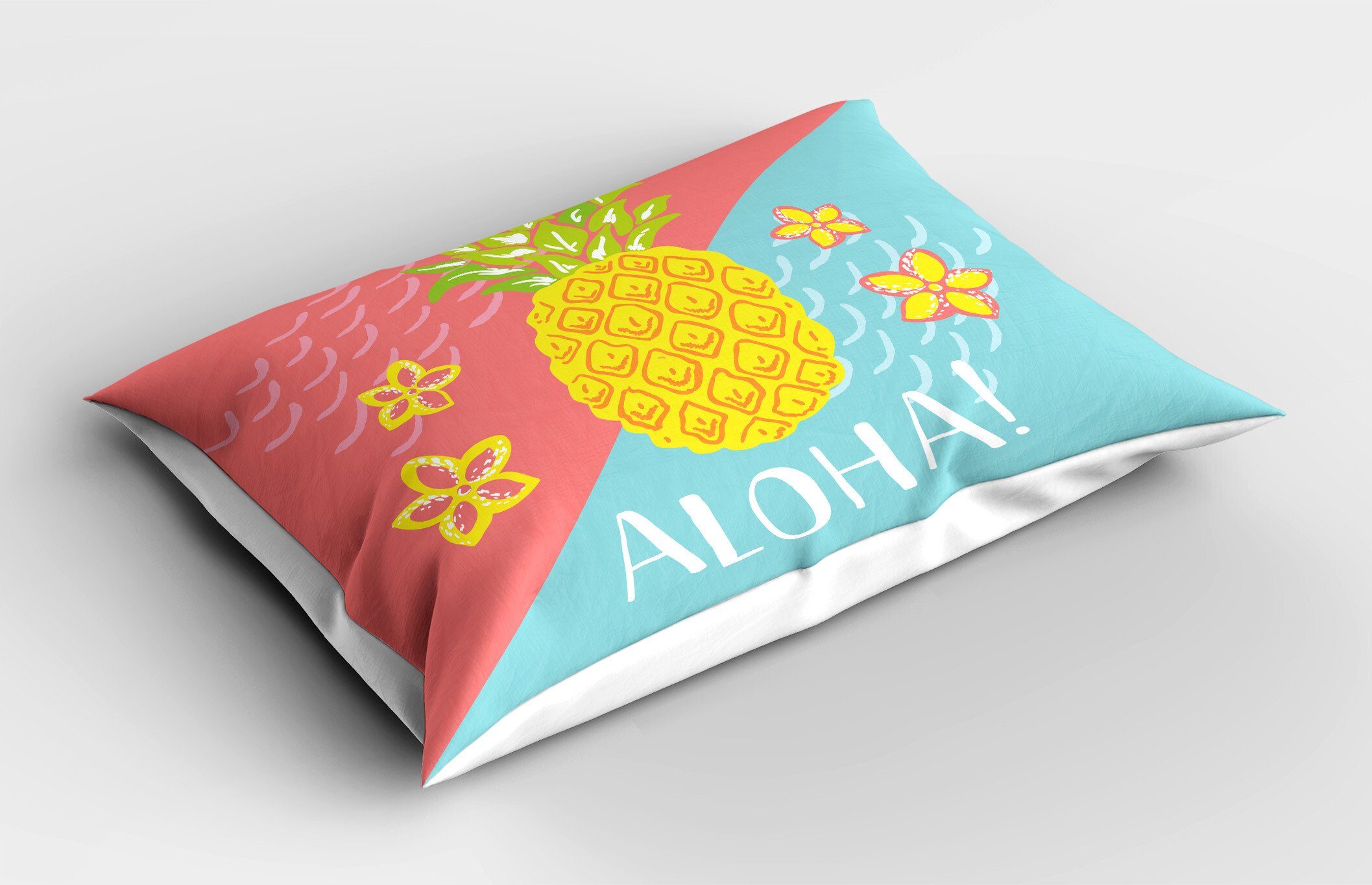 Kissenbezüge Dekorativer Standard Size Gedruckter Kopfkissenbezug, Abakuhaus (1 Stück), Aloha Blumen und Ananas-Muster