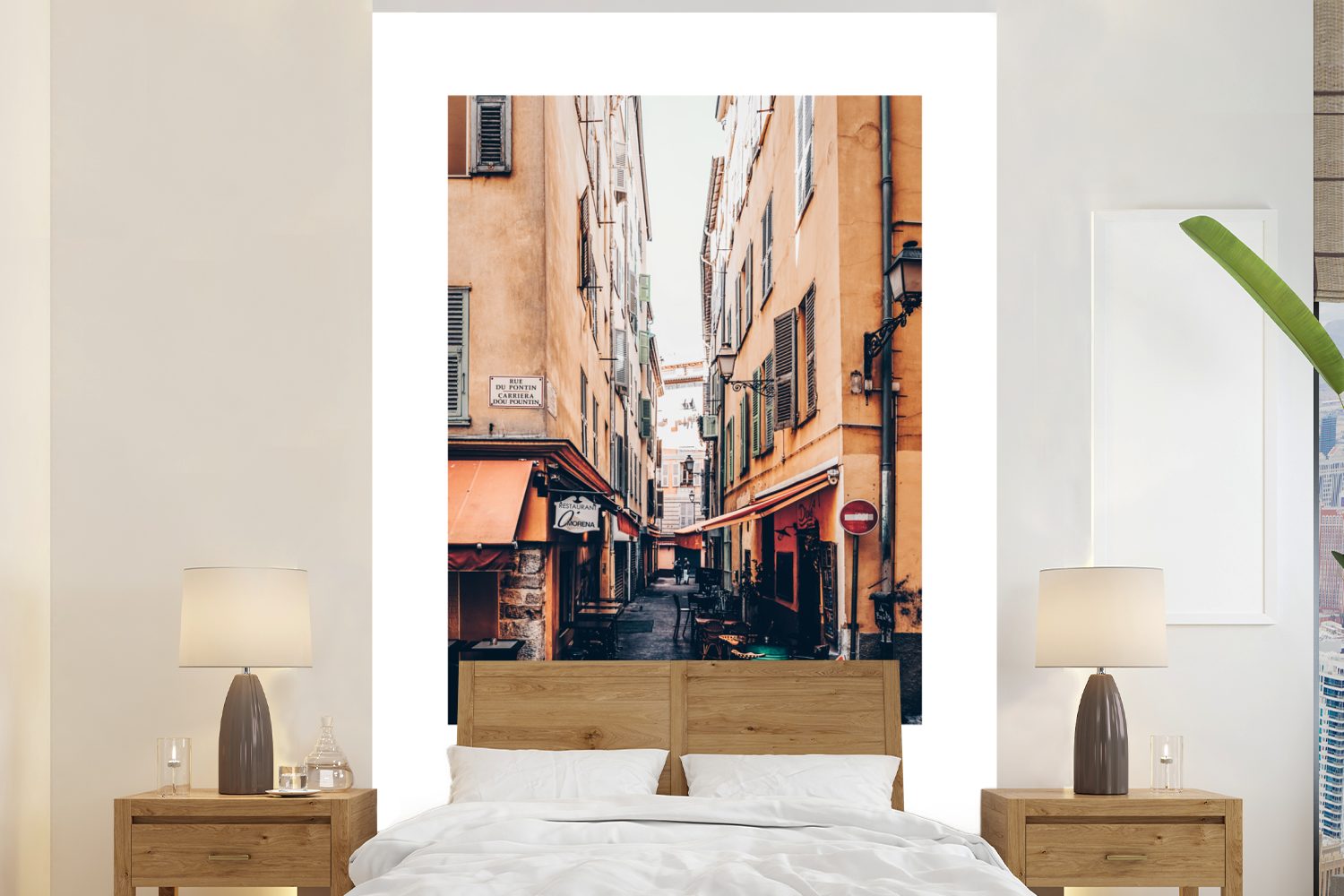 MuchoWow Fototapete Frankreich - Nizza - Straße, Matt, bedruckt, (3 St), Montagefertig Vinyl Tapete für Wohnzimmer, Wandtapete