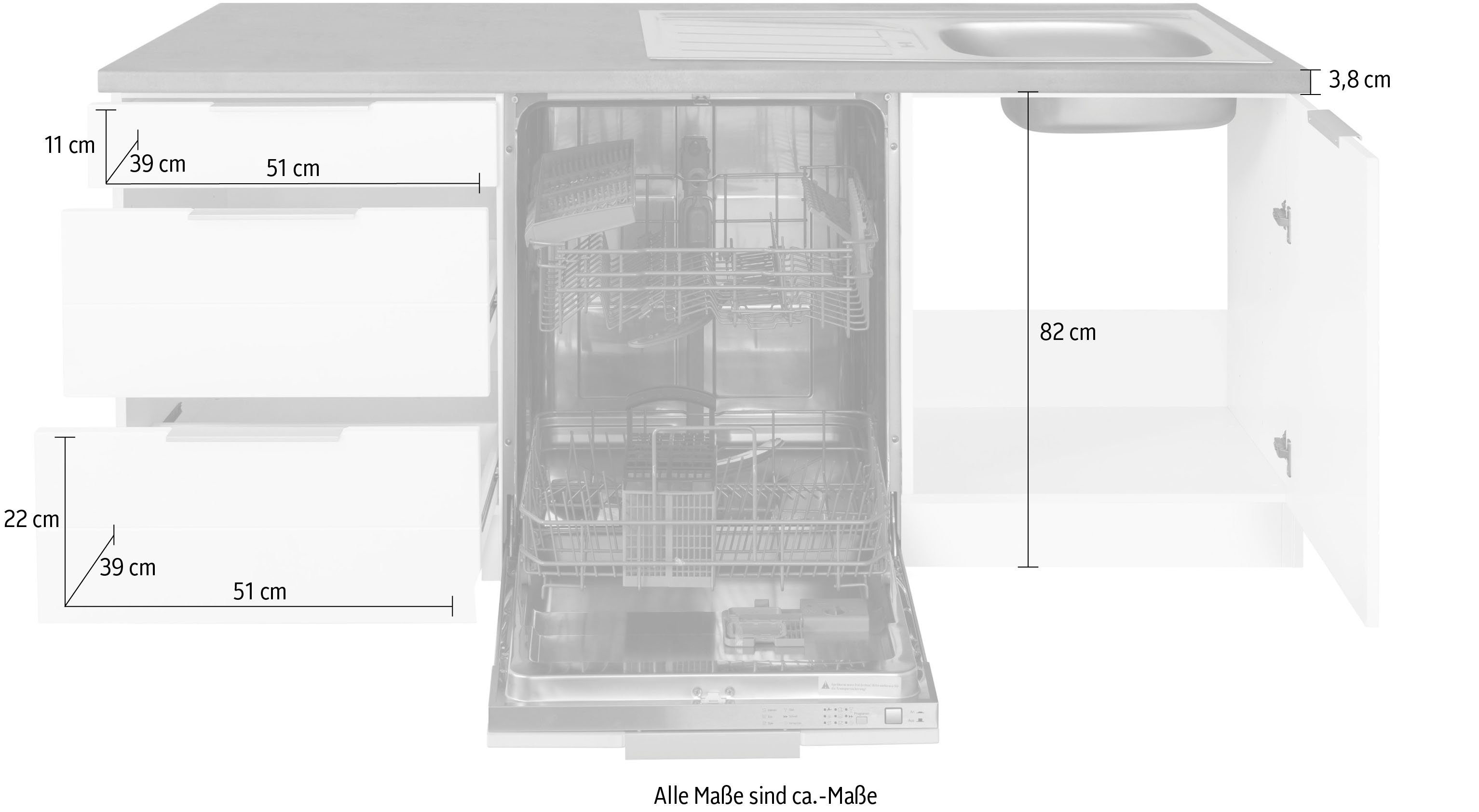KOCHSTATION Winkelküche KS-Luhe, Stellbreite 240x270 cm, wahlweise mit oder ohne E-Geräten, MDF-Fronten