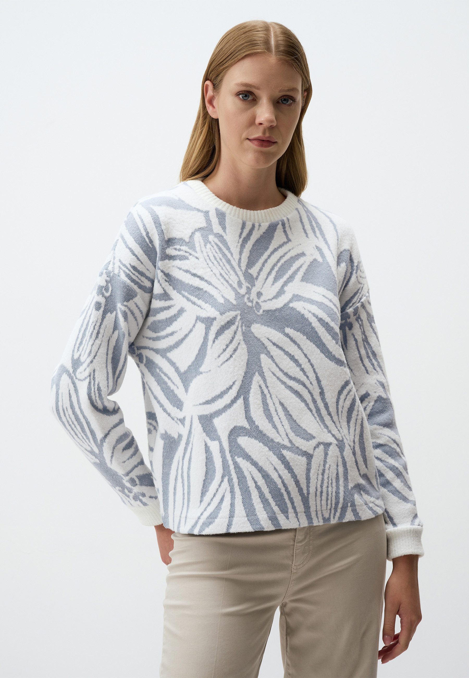 Strickpullover Blumenmuster Strickpullover