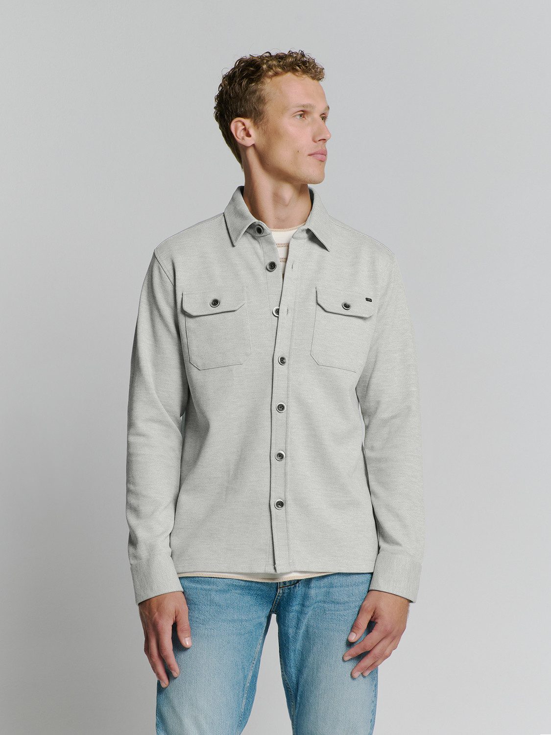 Langarmhemd No Excess Sweat Overshirt mit Knopfverschluss