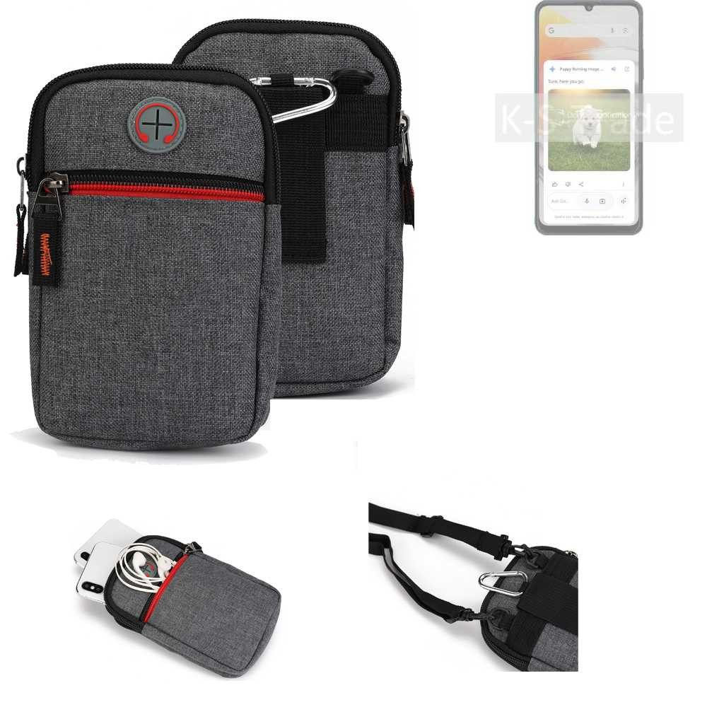 K-S-Trade Handyhülle für ZTE Blade A76 5G, Holster Gürteltasche Handy Tasche Schutz Hülle grau Zusatzfächer
