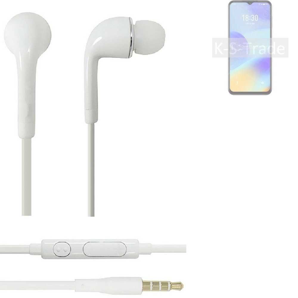 K-S-Trade für Meizu M10 In-Ear-Kopfhörer (Kopfhörer Headset mit Mikrofon u Lautstärkeregler weiß 3,5mm)