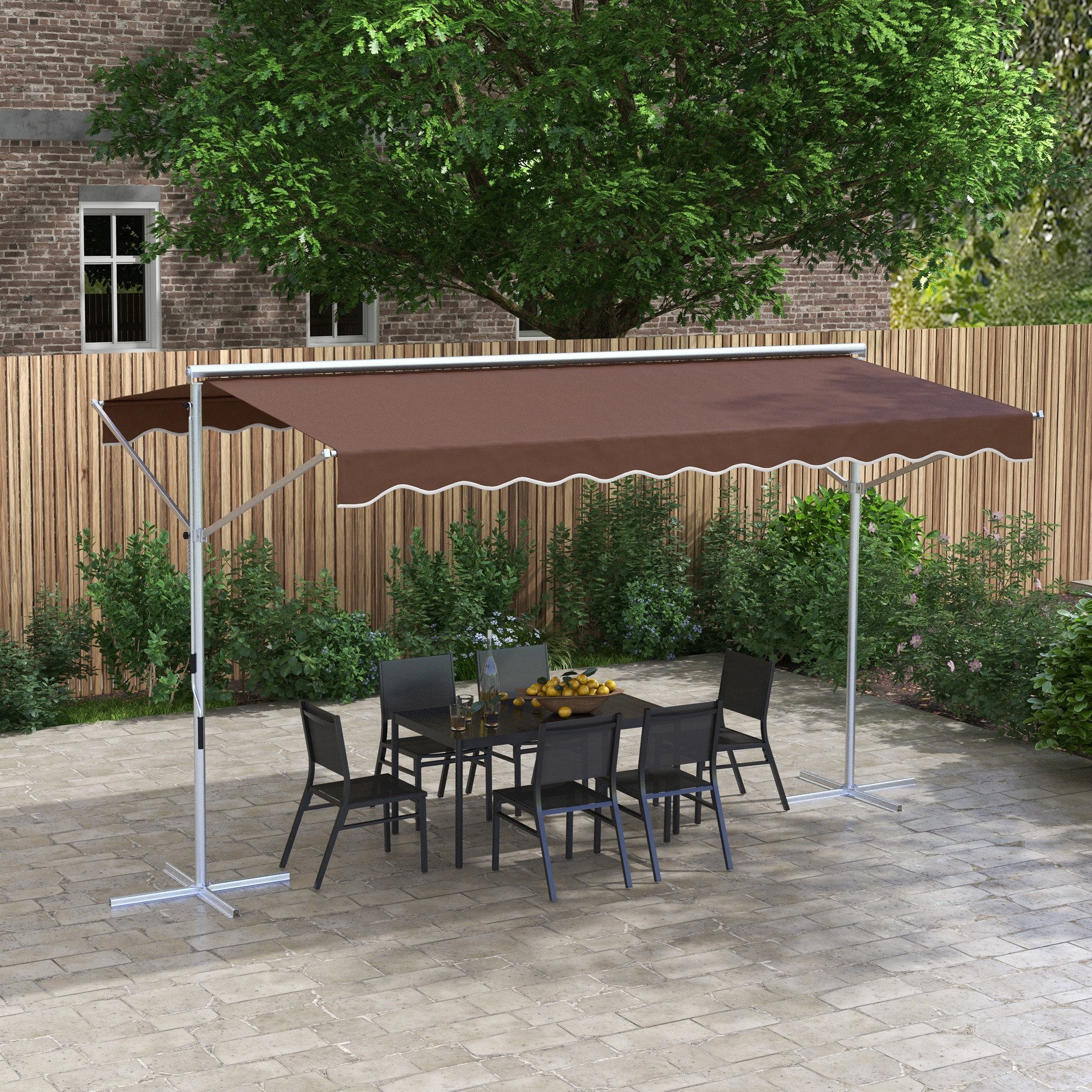 Outsunny Markise 4 x 3 m Standmarkise mit Faltarm Kurbel (Gartenmarkise, 1- günstig online kaufen