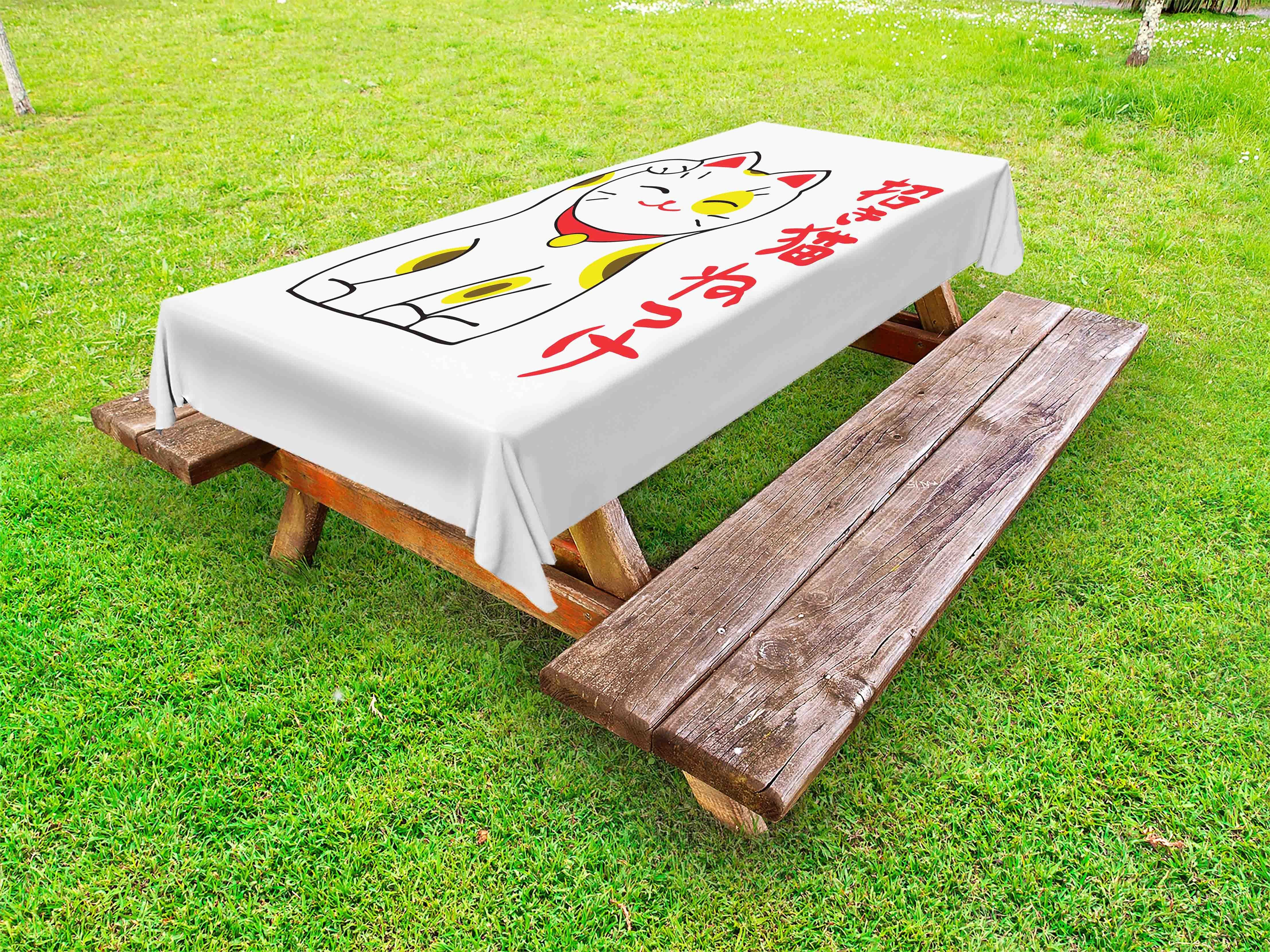 Abakuhaus Tischdecke dekorative waschbare Picknick-Tischdecke, Japanischer japanische Katze Fortune-Kitty