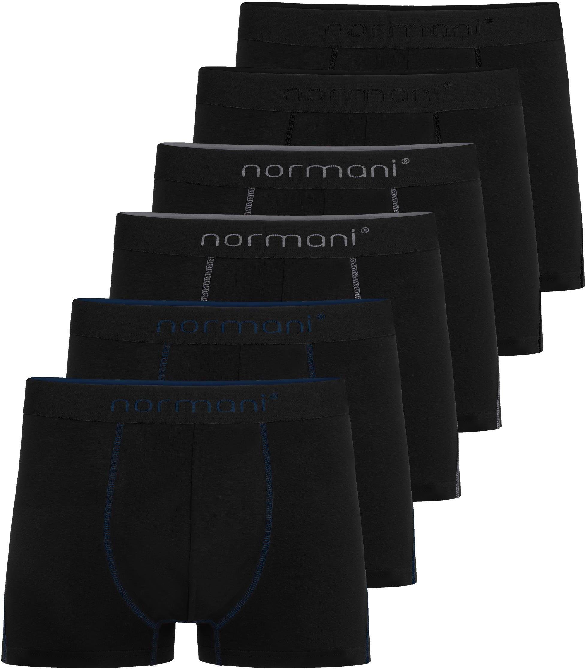 normani Boxershorts 6 Herren Baumwoll-Boxershorts Unterhose aus atmungsaktiver Baumwolle für Männer Grau/Dunkelblau/Schwarz