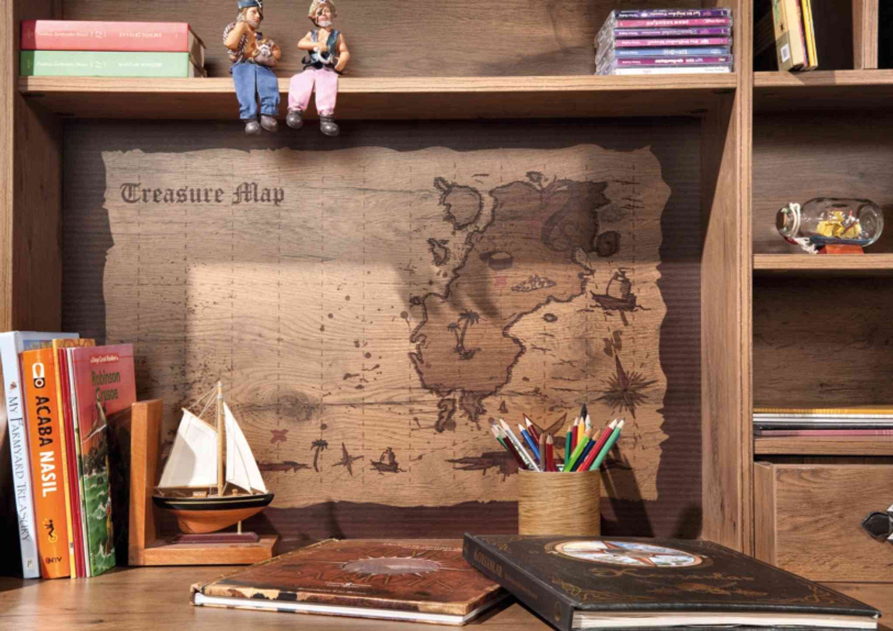 Schreibtischaufsatz, Breite rustikalen 116 Pirate Bay, stilechtem Kinderschreibtisch Cilek cm, mit Piratendesign