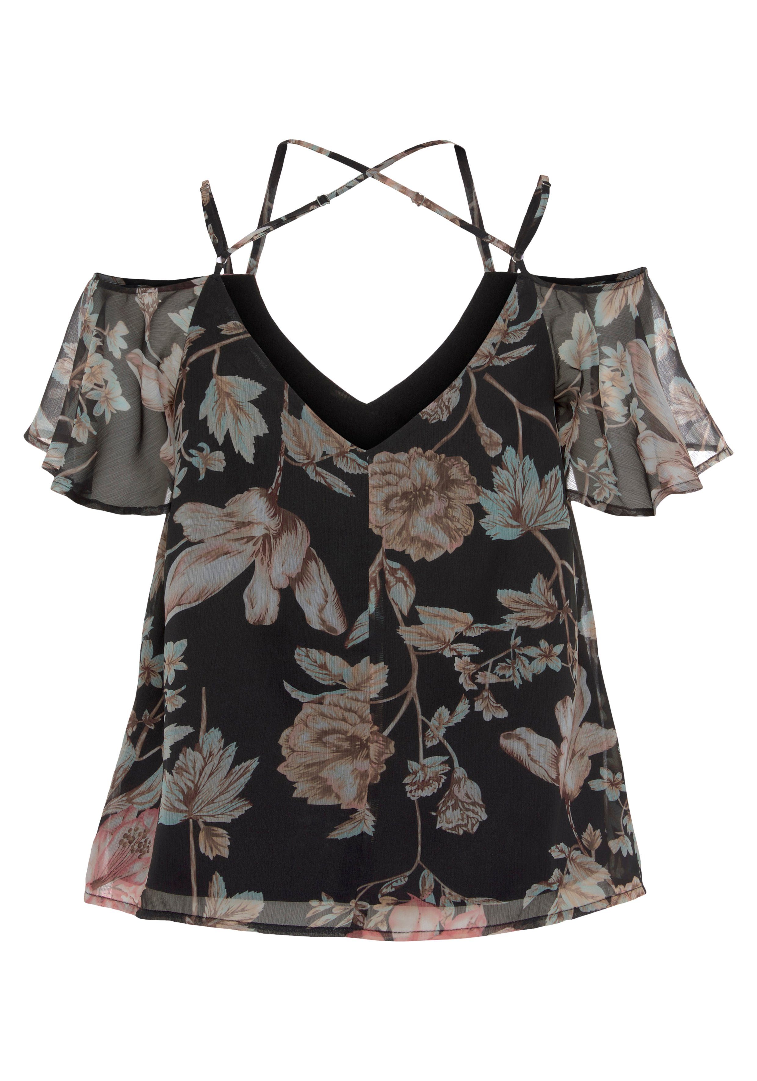 LASCANA Chiffonbluse Blumendruck mit